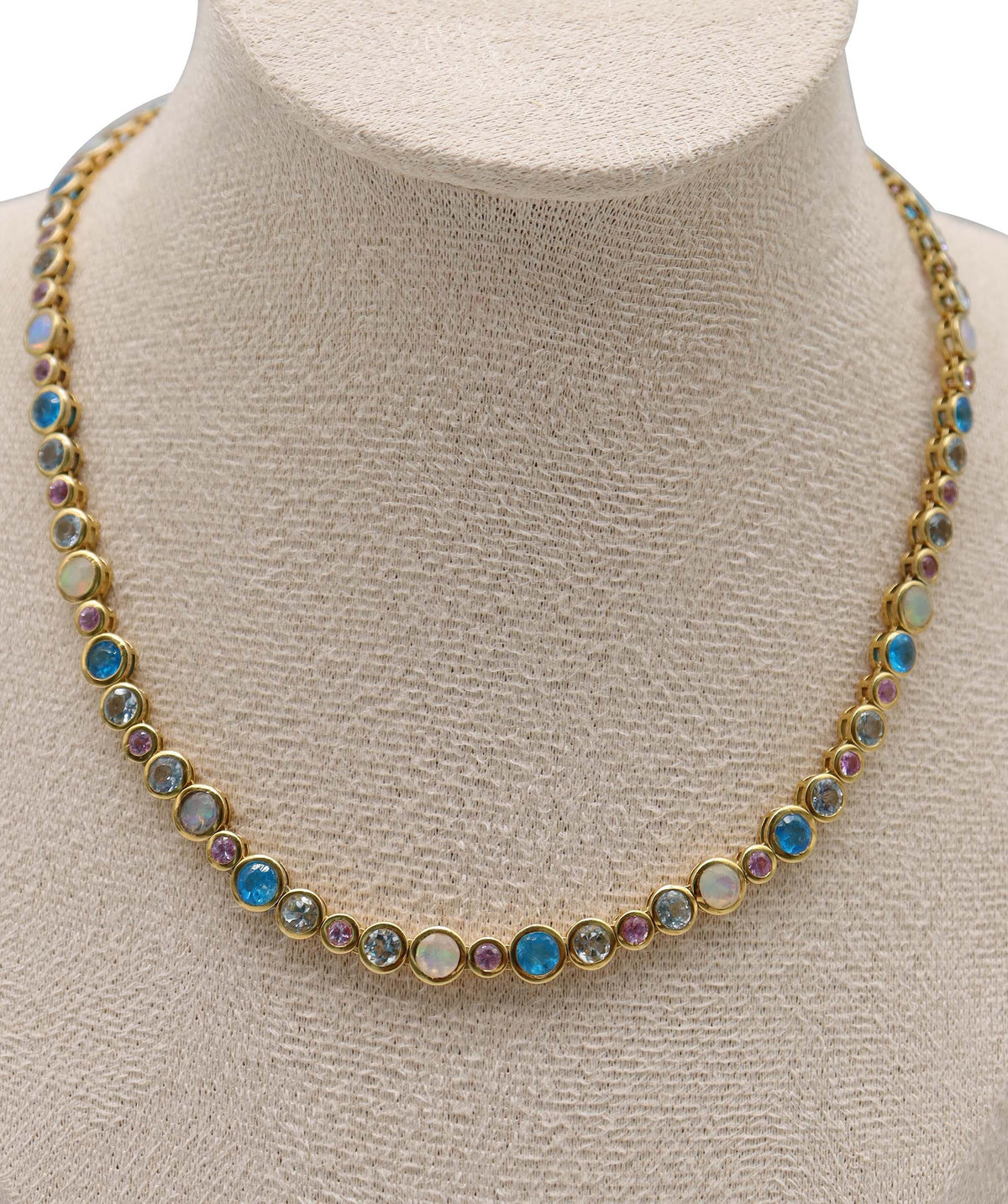 Silver Multi Color Gems Bubble Necklace YG Plated DXBS6875