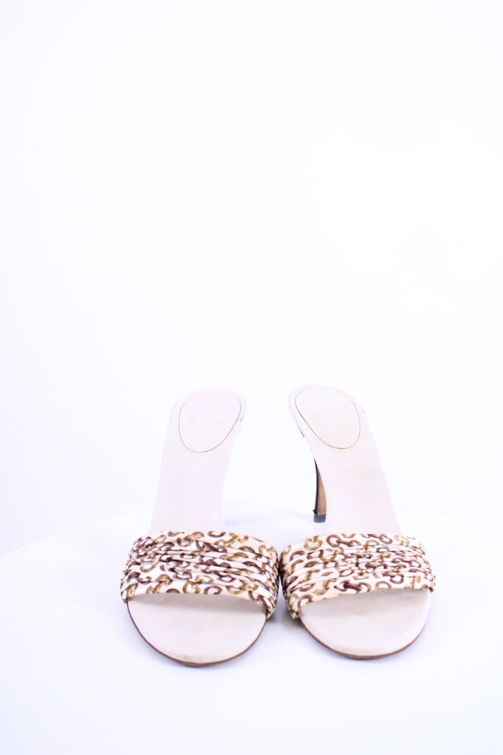 Gucci Horse Bit Print Mule Heels Cream 38.5