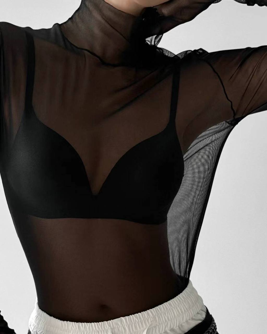 LONG SLEEVES MESH TOP