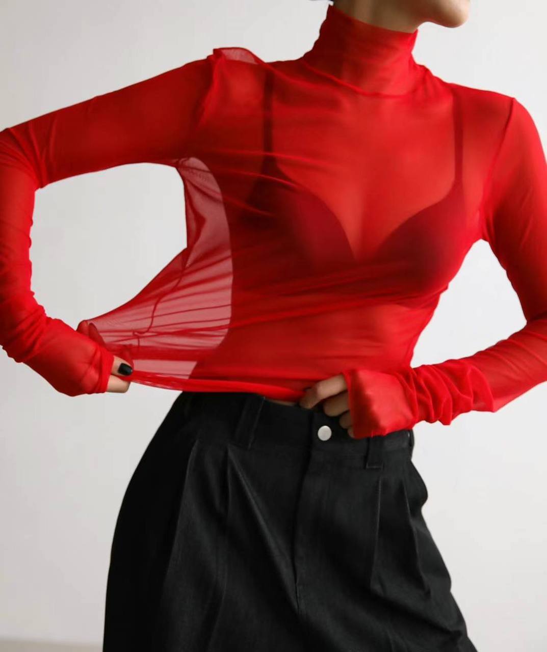 LONG SLEEVES MESH TOP