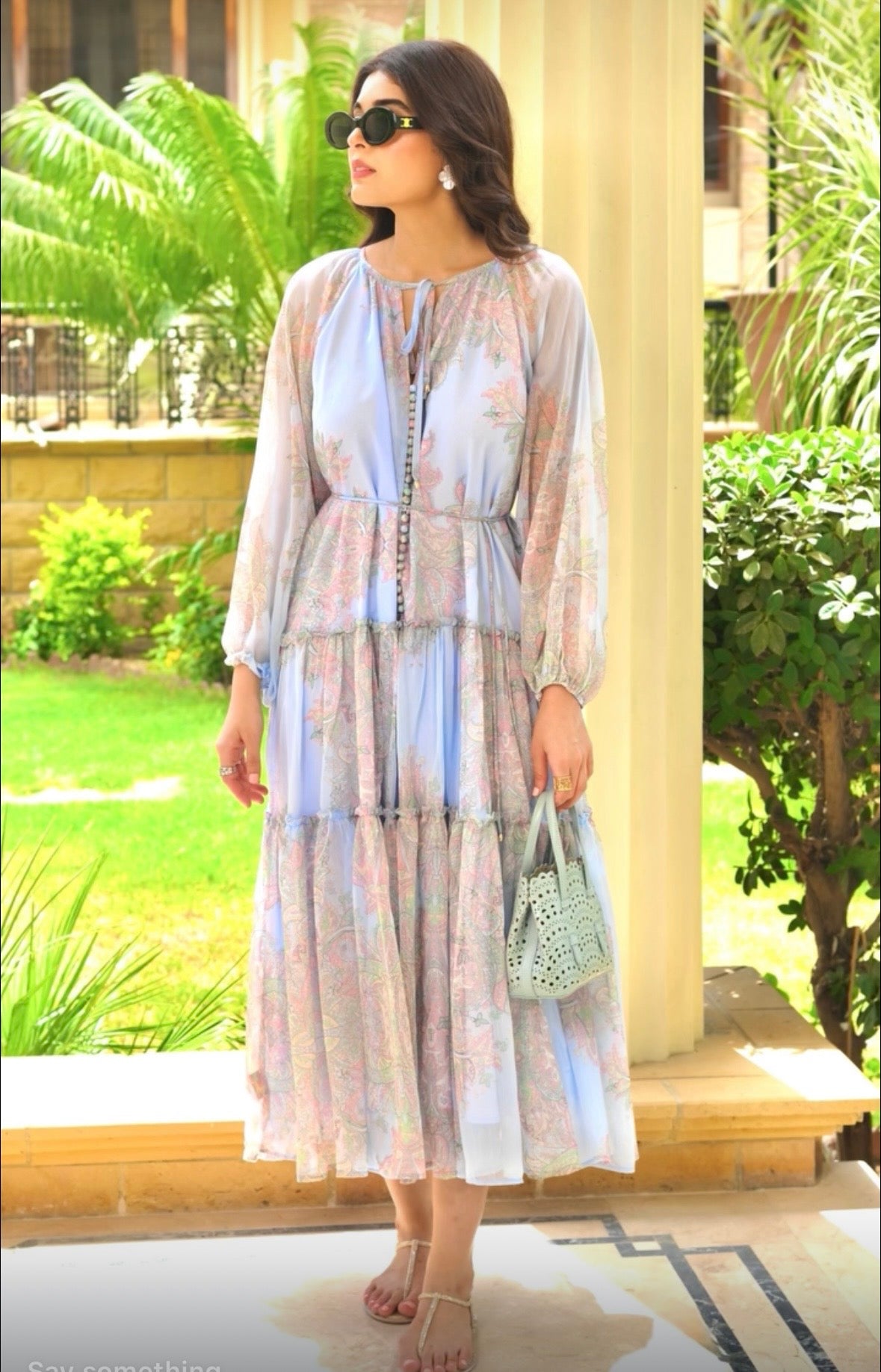 Periwinkle dress with belt  zah02