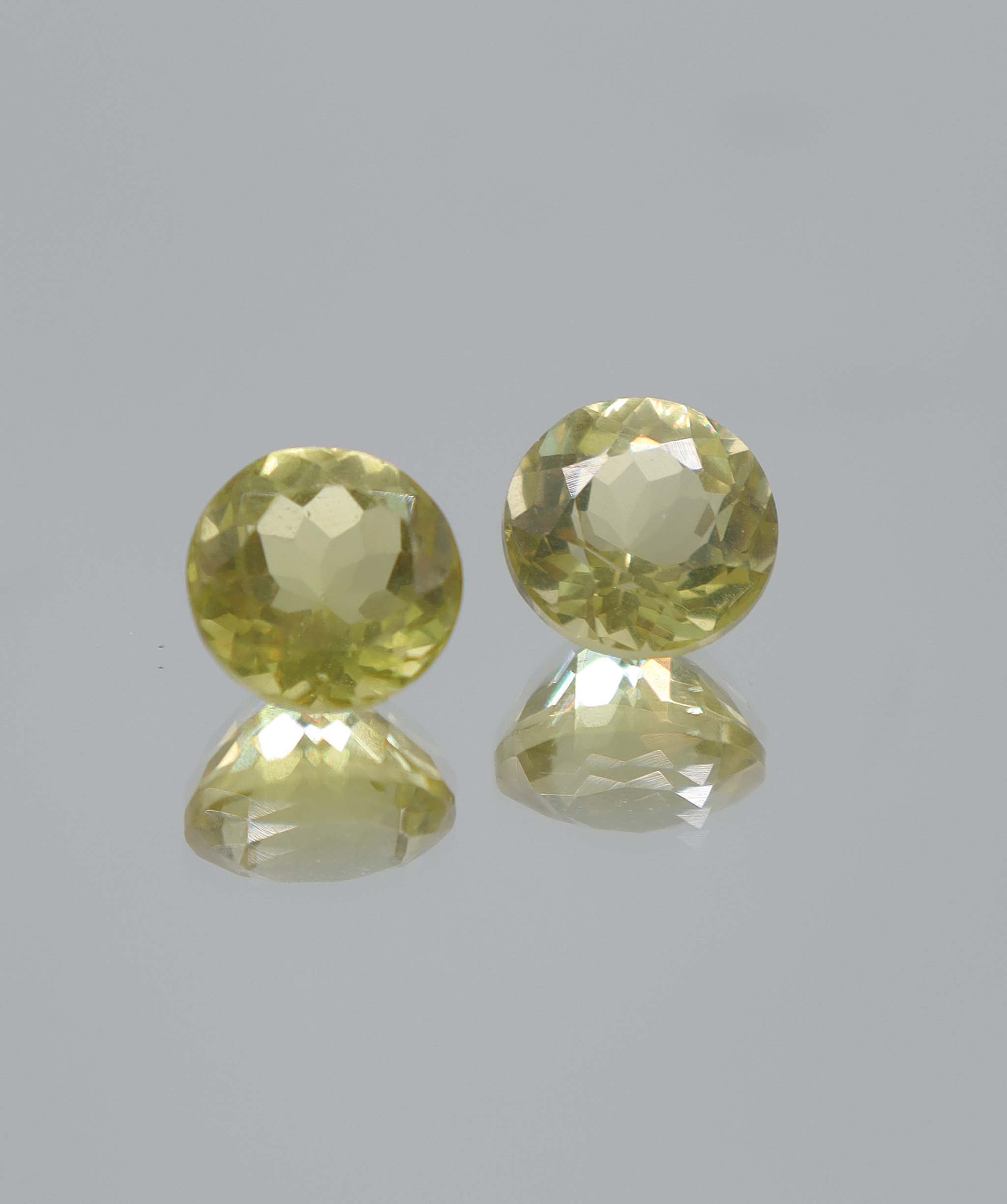 7.82ct Lemon Amethyst Round PAIR Portuguese cut DXBCS5129