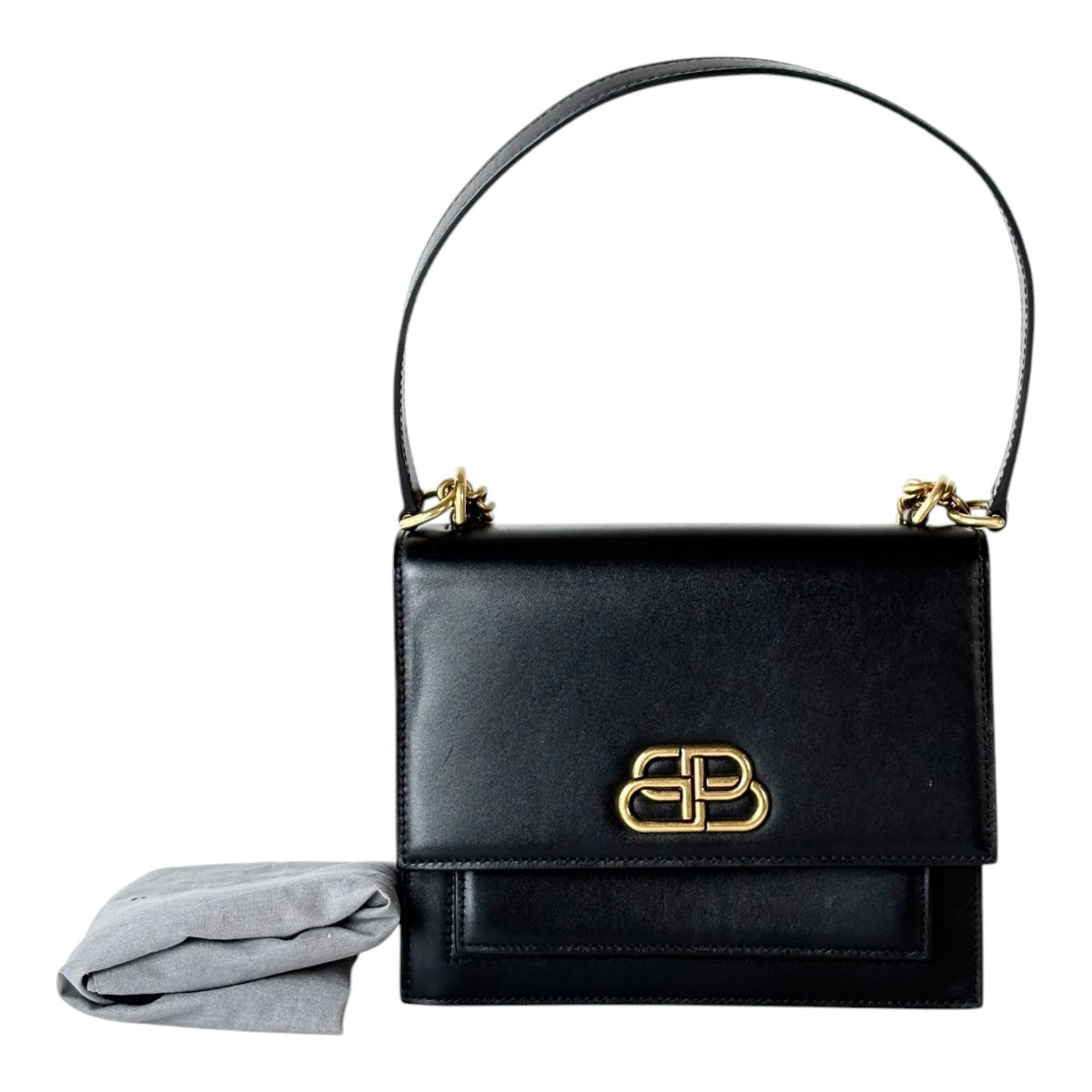 Balenciaga  Black Sharp S Leather Shoulder Bag with Gold Hardware