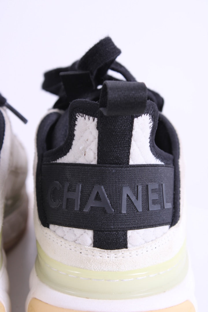 Chanel Suede Trim Trainers Cream/ Grey 39
