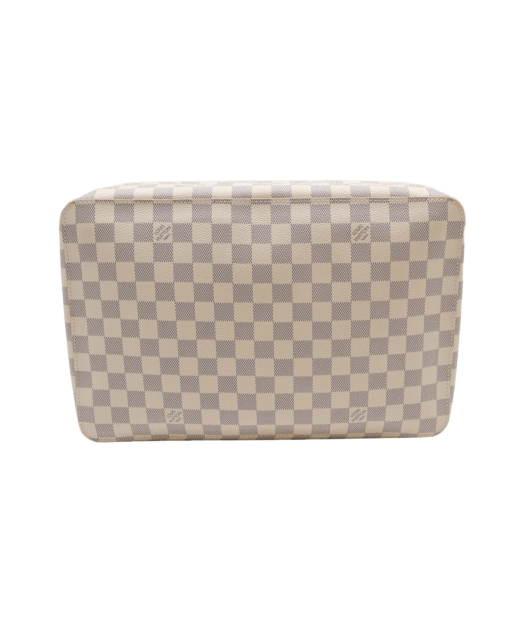 LOUIS VUITTON Damier Azur Cube De Langemont GM Cosmetic Pouch LV Auth 64139A DXBV0065