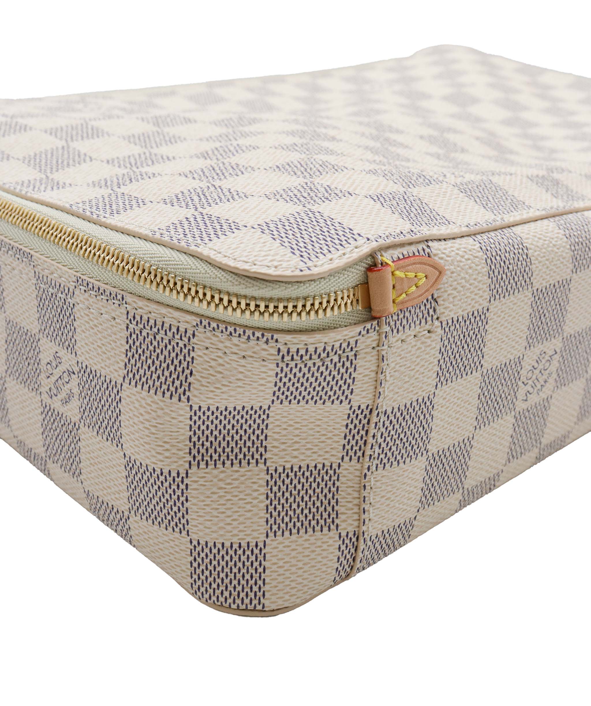 LOUIS VUITTON Damier Azur Cube De Langemont GM Cosmetic Pouch LV Auth 64139A DXBV0065