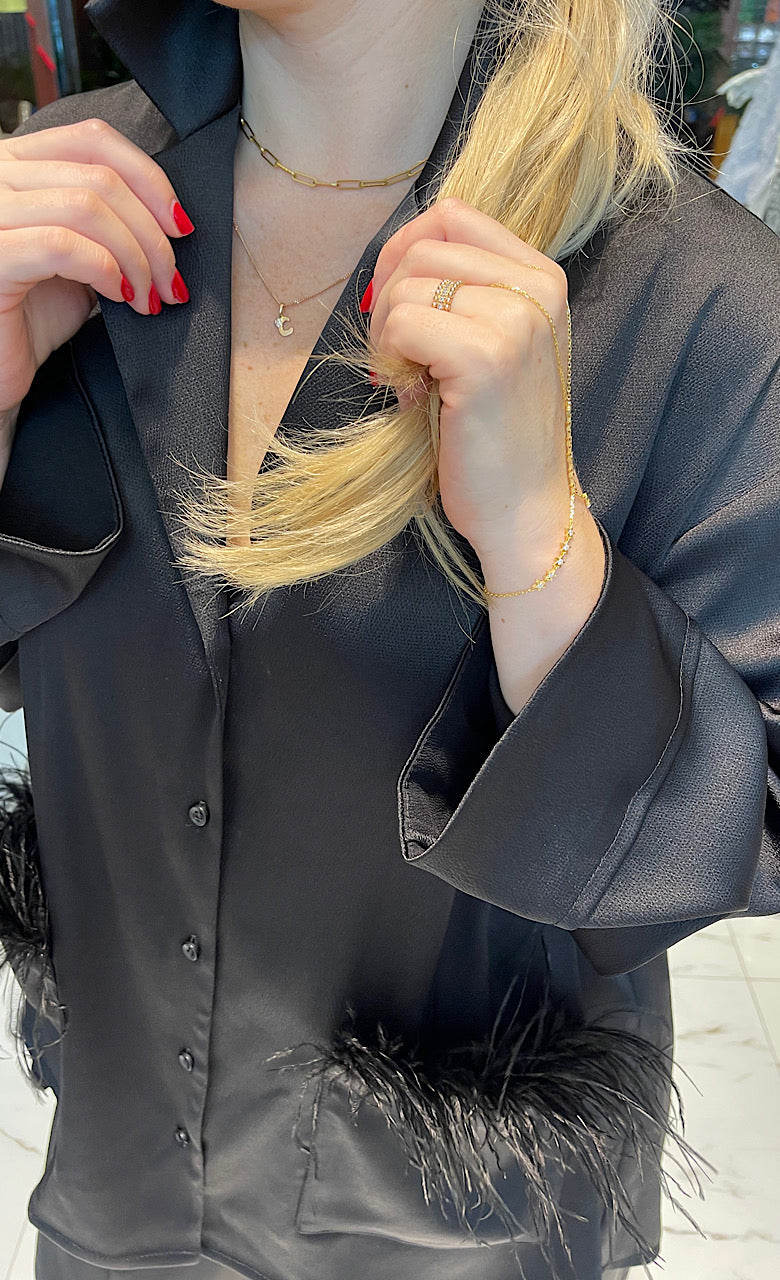 SATIN SET زوج (BLAZER & PANTS قميص وبنطلون) “KAMELIA”