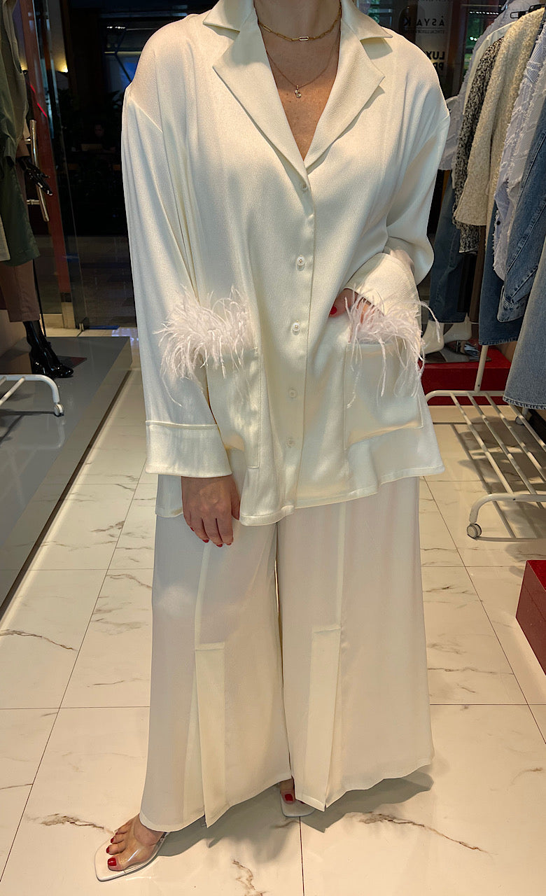 SATIN SET زوج (BLAZER & PANTS قميص وبنطلون) “KAMELIA”