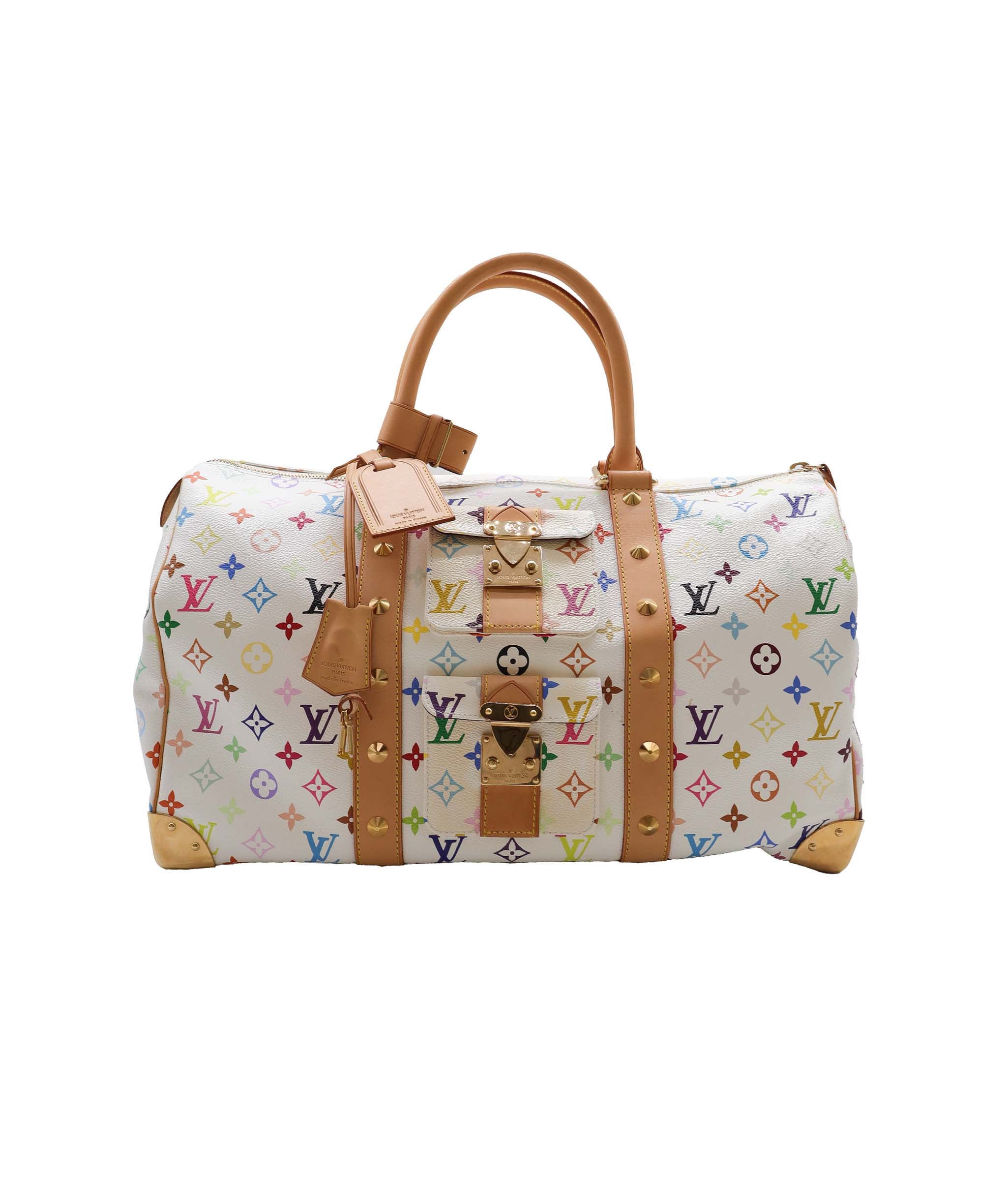 LOUIS VUITTON Monogram Multicolor Keepall
45 Boston Bag White M92641 Auth 79258A DXBS2490