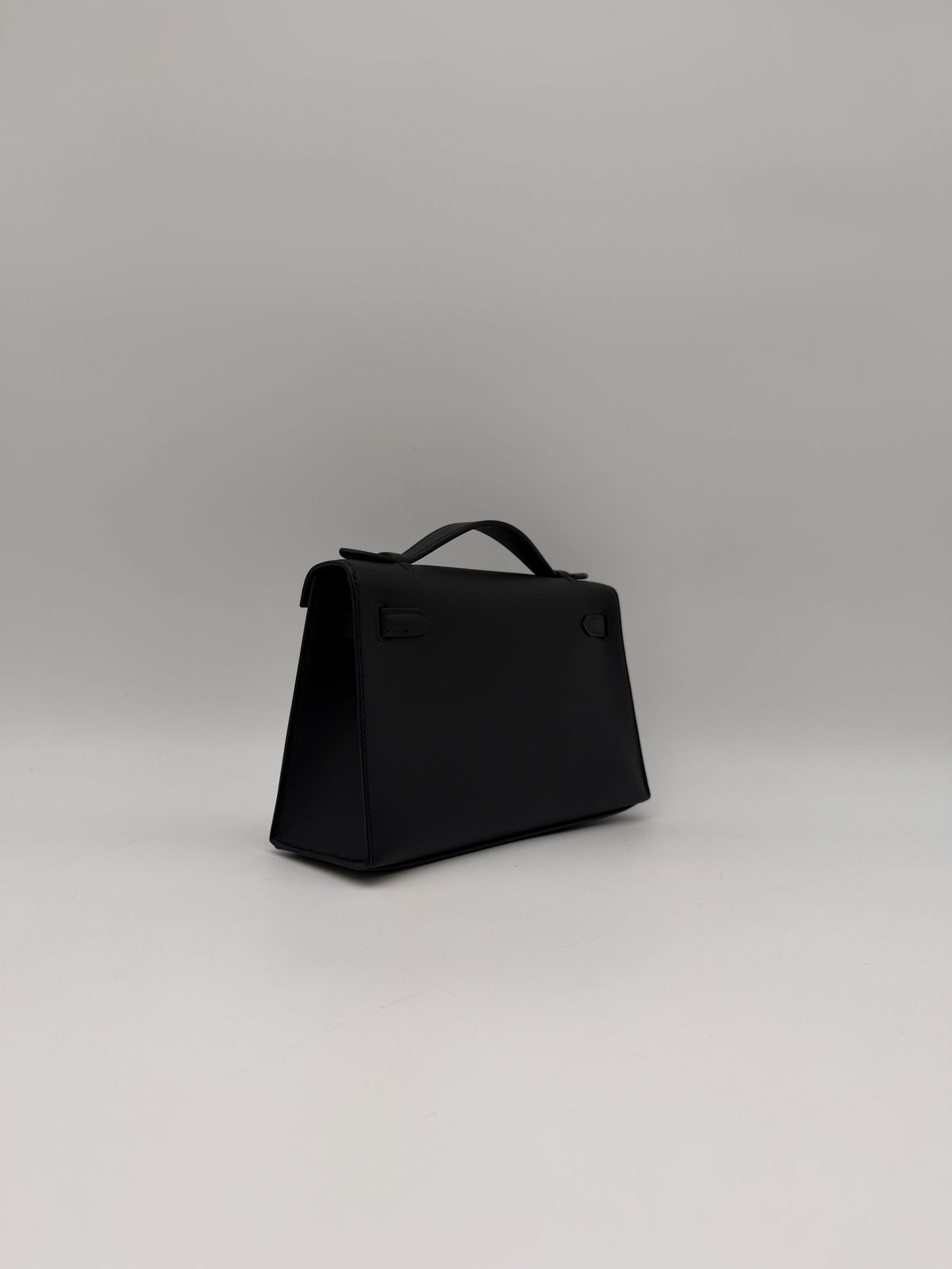 Hermès Kelly Pochette Black Swift Palladium Hardware