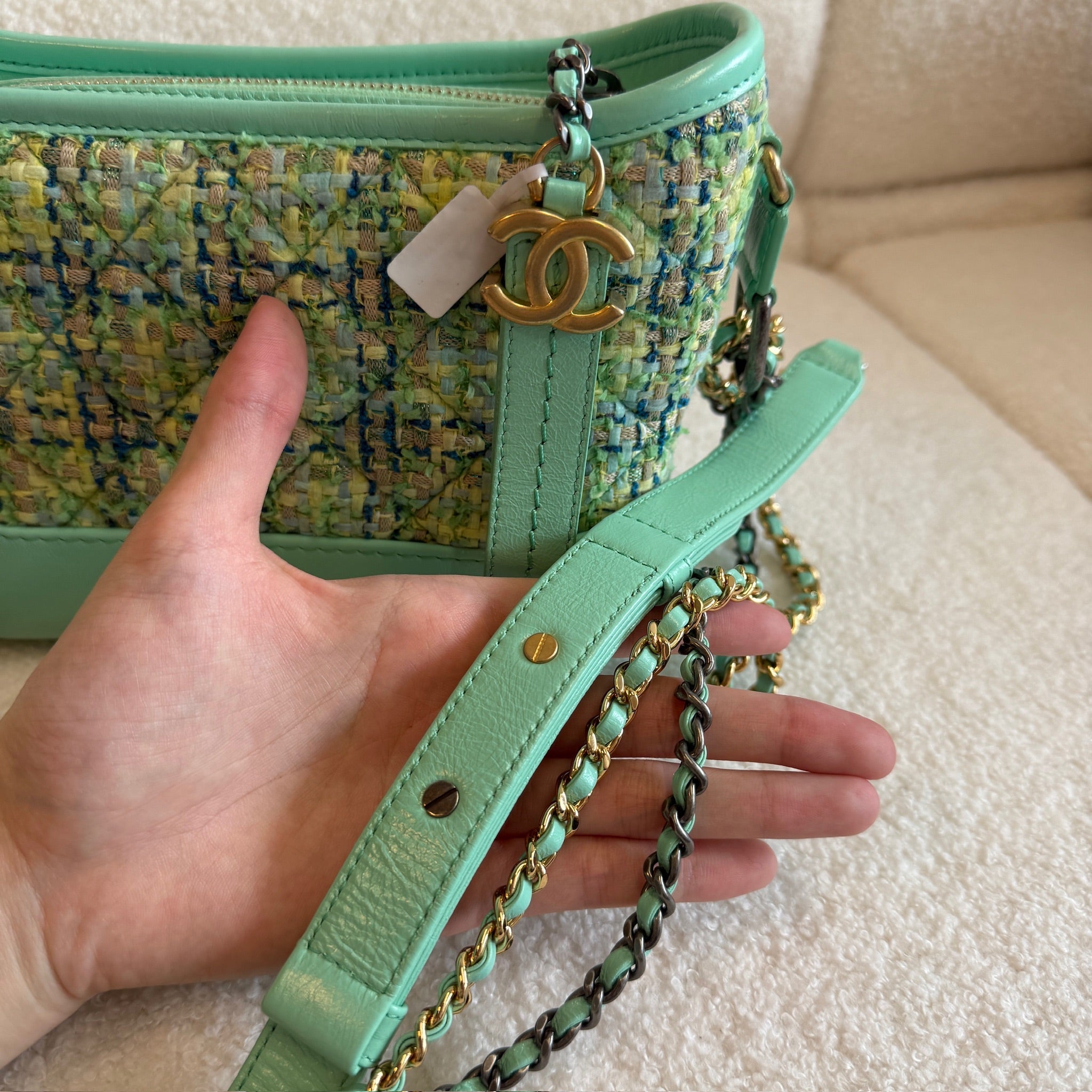 Chanel Gabrielle Tweed Mint Green bag