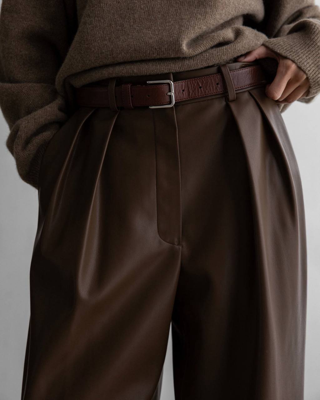 FRONT PLEATED LEATHER TROUSERS (بنطلون)