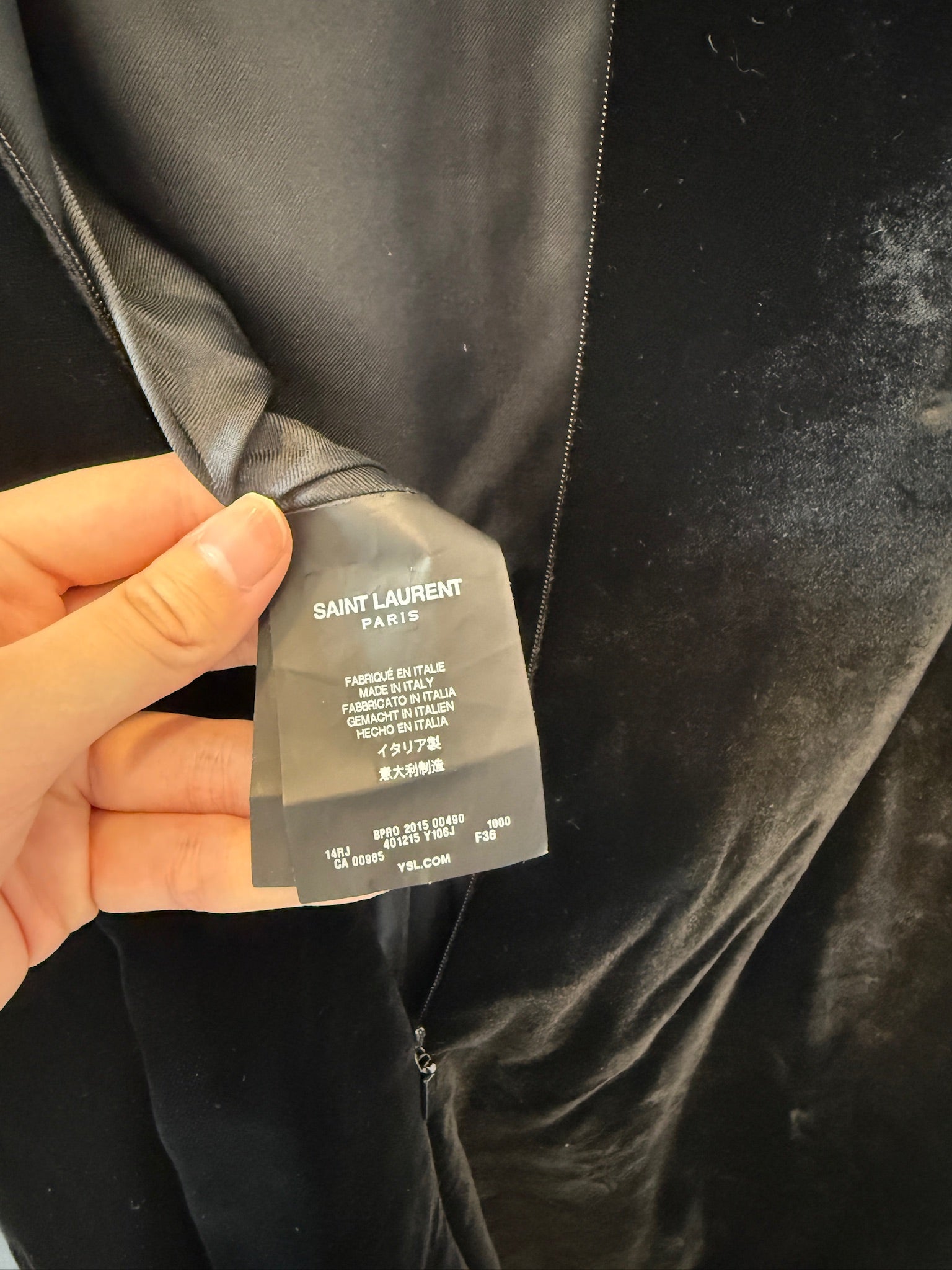 FR 36 Saint Laurent Paris Black Velvet Dress