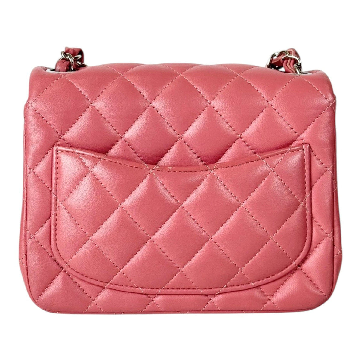 Chanel Pink Mini Square Classic Flap Bag - Full Set