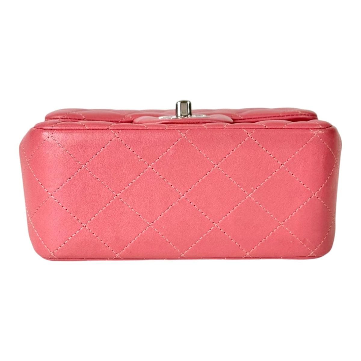 Chanel Pink Mini Square Classic Flap Bag - Full Set