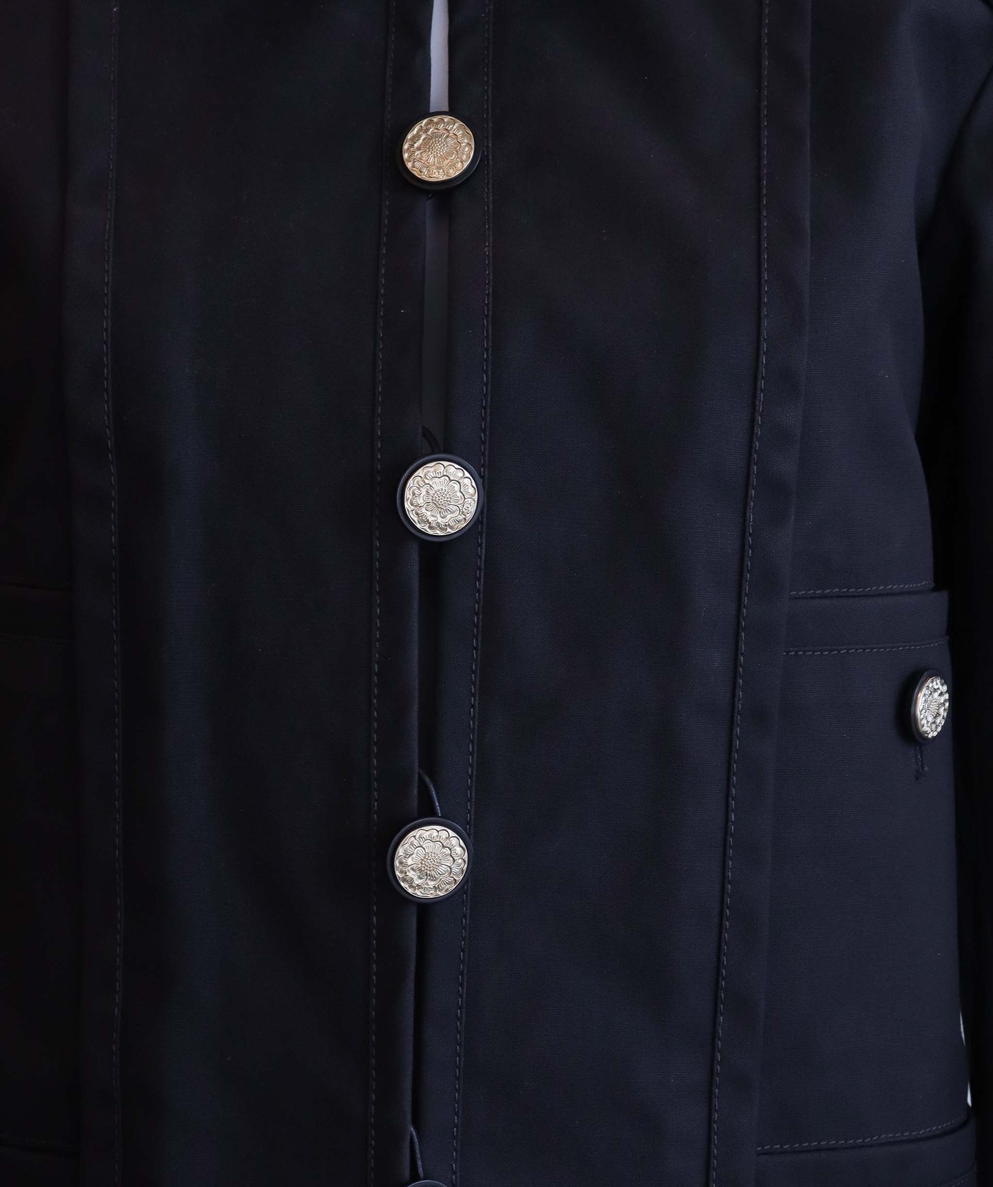 Chanel Waxed Coating Black Jacket with Camelia Buttons