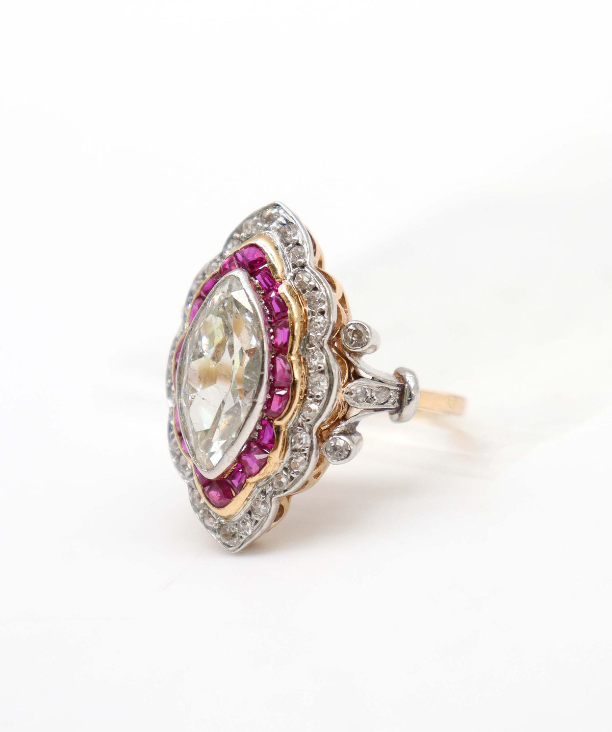 A Diamond and Ruby Navette Ring WA23947