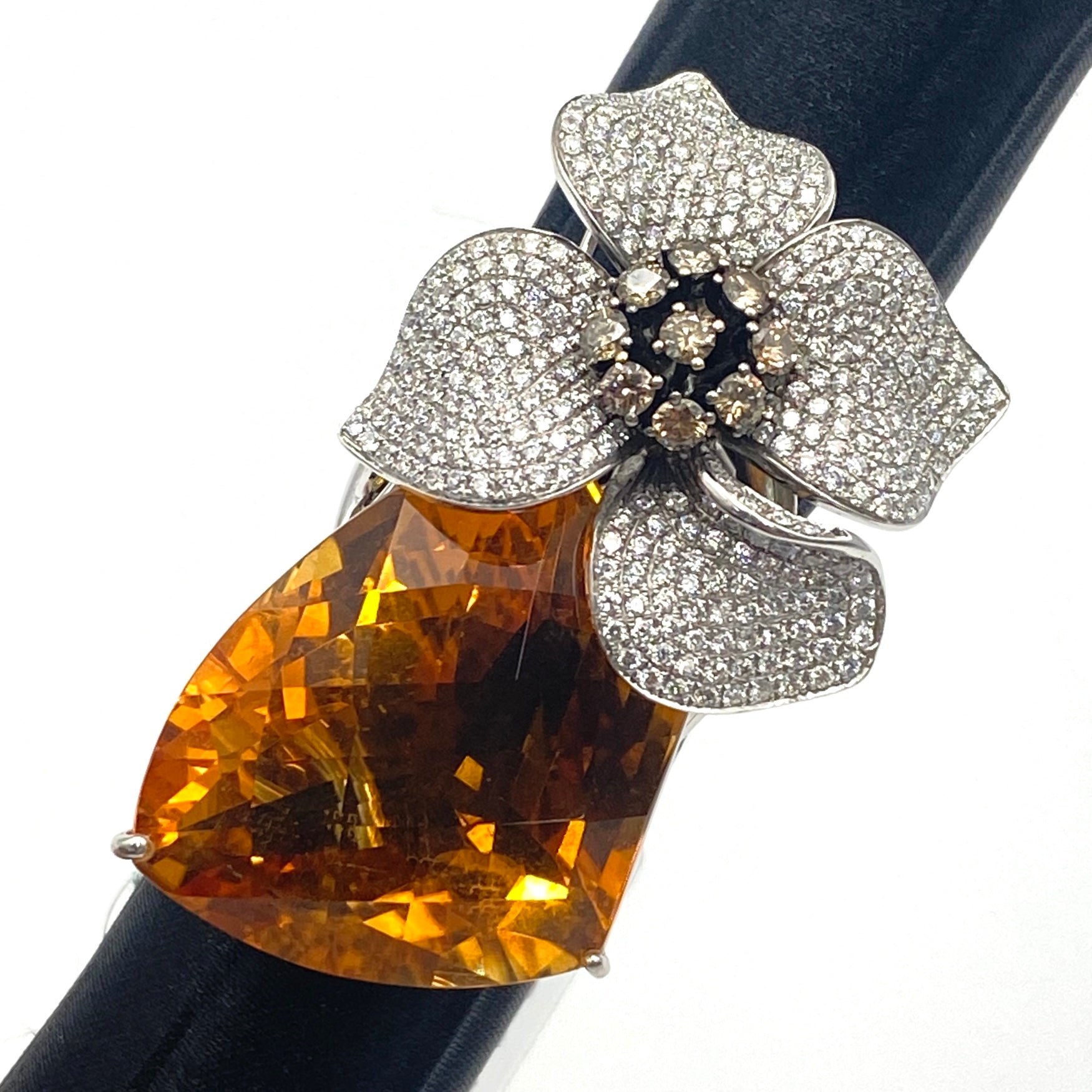 K18WG citrine ring CT40.26 BD0.49 D0.78 24.6g sorting US6.5 51149