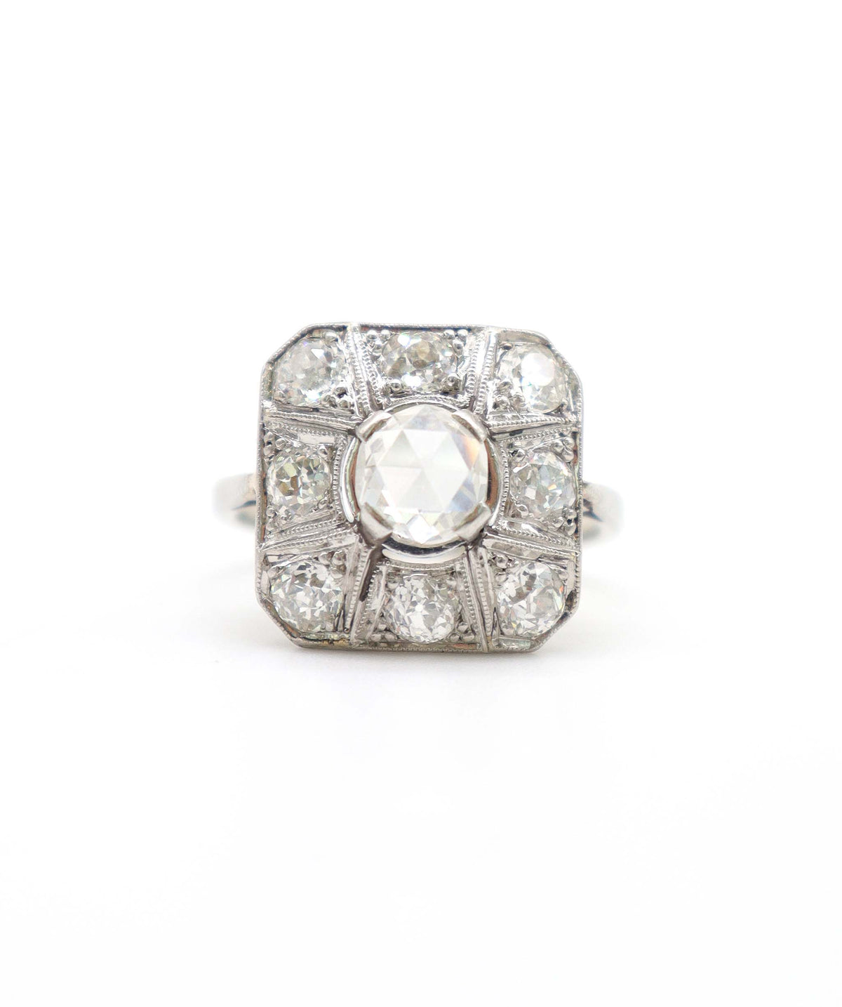 An Art Deco Square Rose Diamond Cluster Ring WA23813
