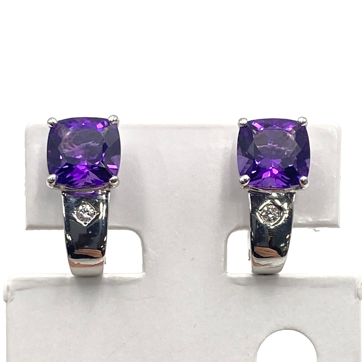 K18WG Amethyst Earrings AM D0.01*2 5.1g 50285