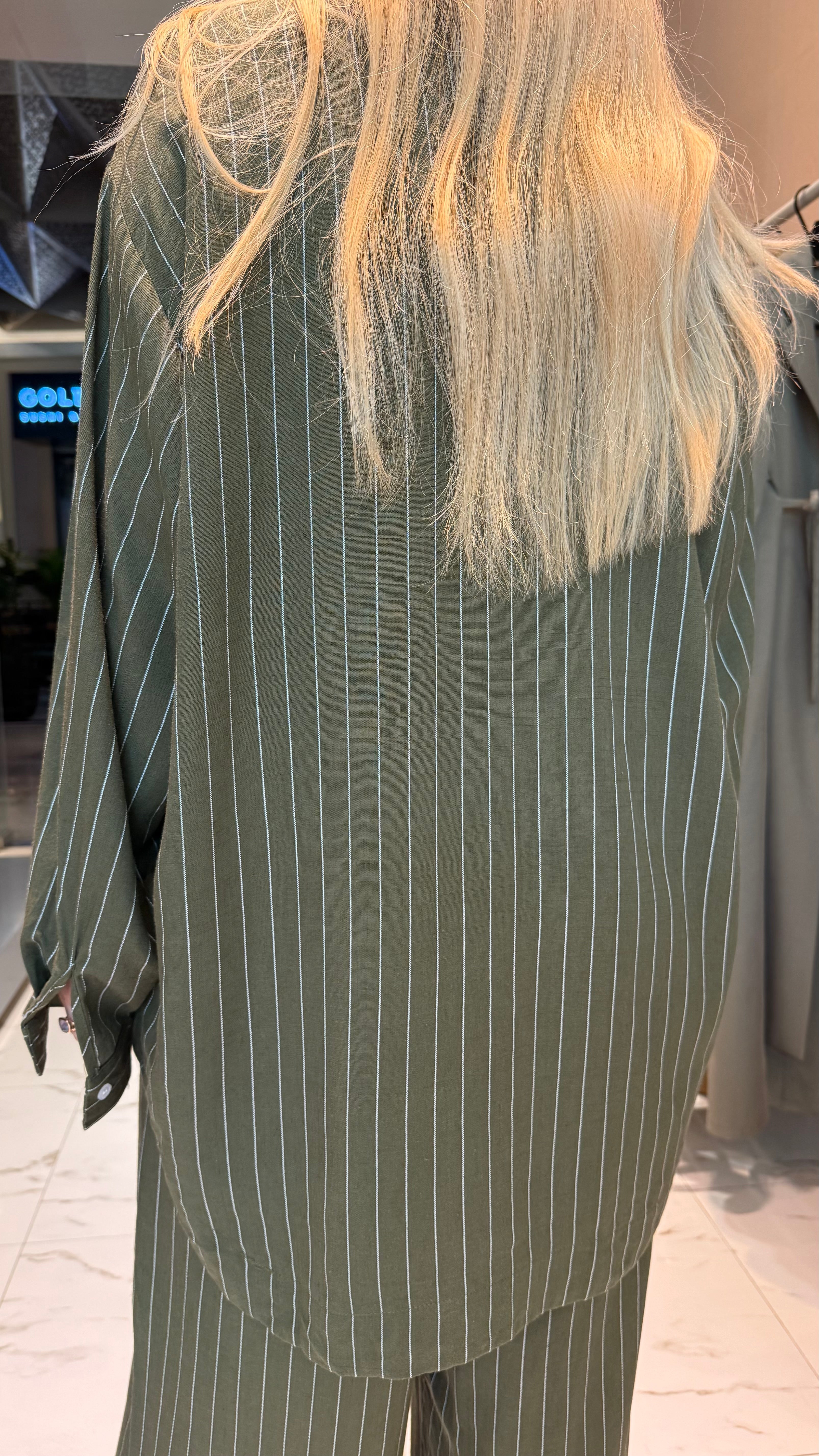 LOOSE FIT STRIPED 2PC SET  زوج (SHIRT & PANTS قميص وبنطلون) “JANE LEE"