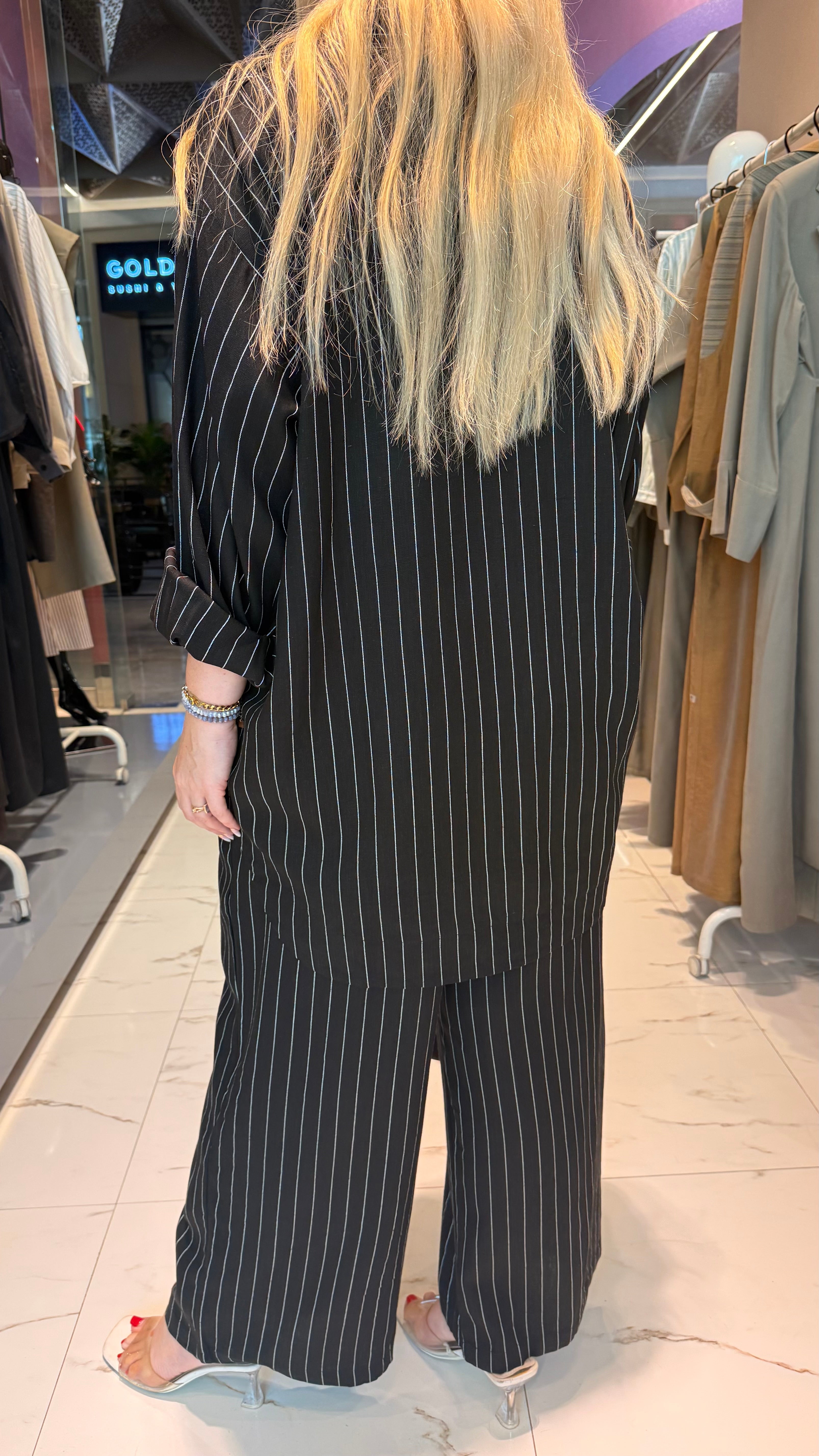 LOOSE FIT STRIPED 2PC SET  زوج (SHIRT & PANTS قميص وبنطلون) “JANE LEE"
