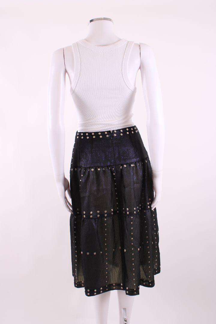 Chanel Mesh Layer Iridescent Stud Skirt Black/ Purple 10