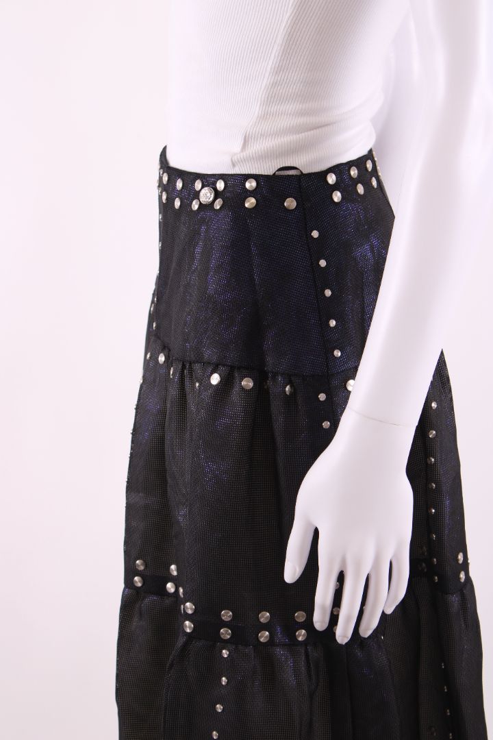 Chanel Mesh Layer Iridescent Stud Skirt Black/ Purple 10