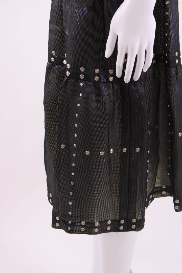 Chanel Mesh Layer Iridescent Stud Skirt Black/ Purple 10