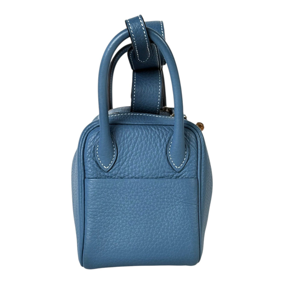 Hermes Mini Lindy in Blue Jean Clemence
