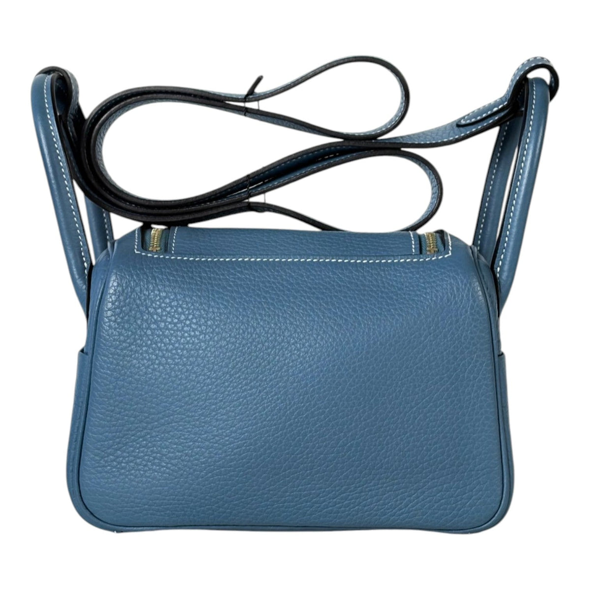 Hermes Mini Lindy in Blue Jean Clemence