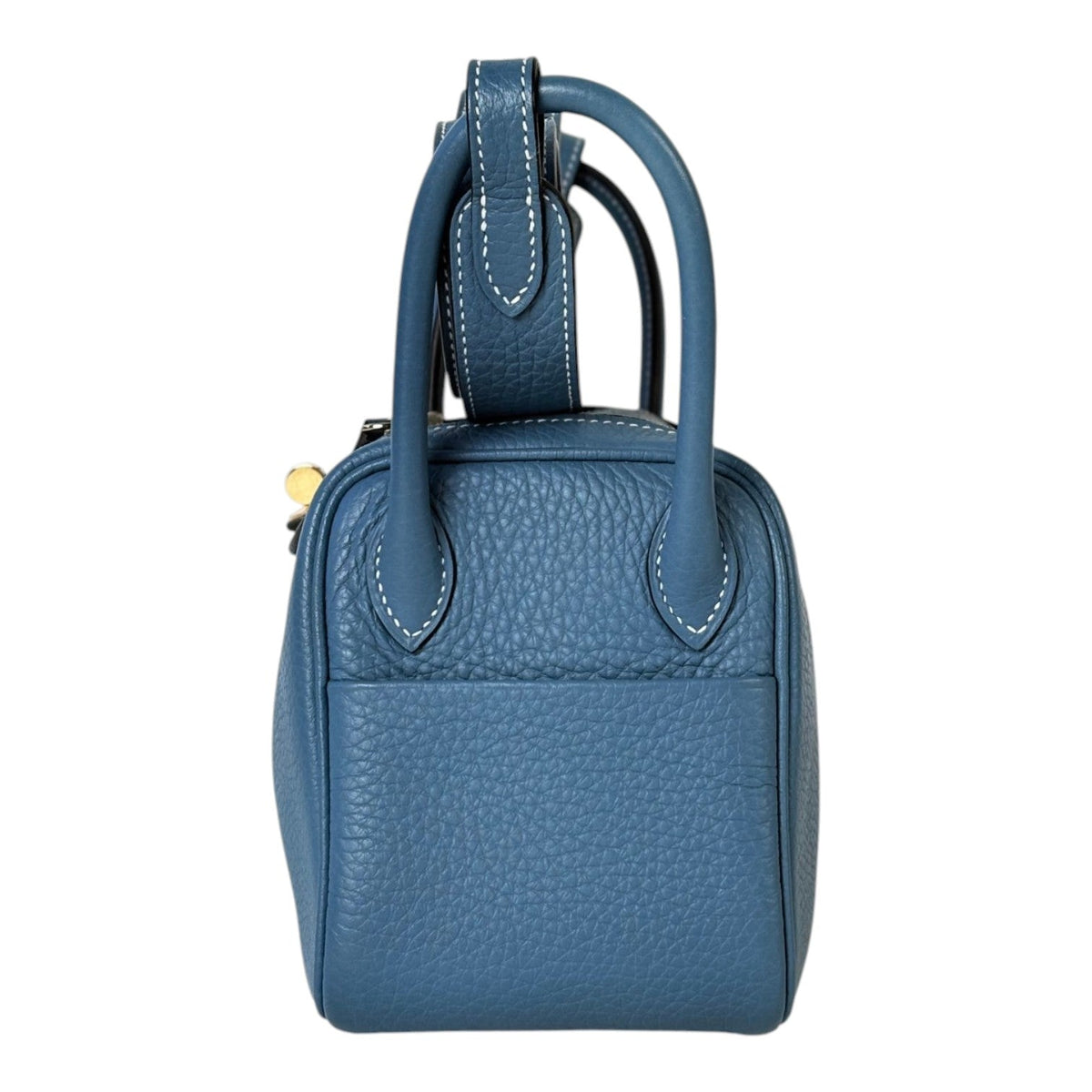 Hermes Mini Lindy in Blue Jean Clemence