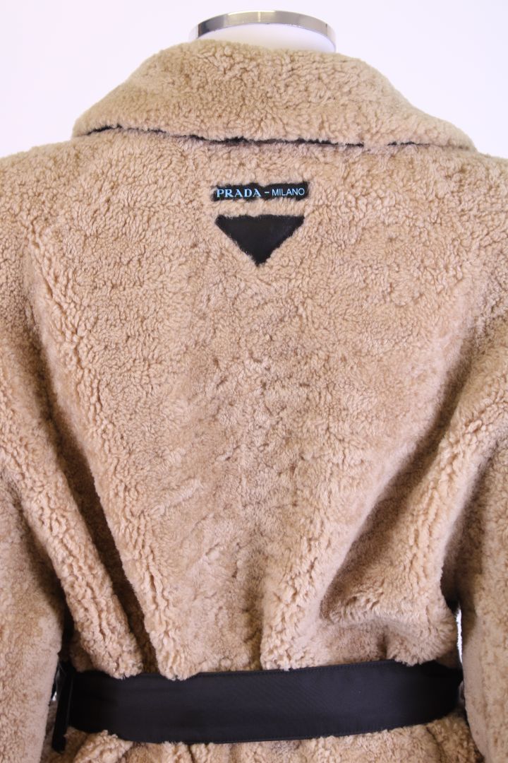 Prada Shearling Coat Camel S