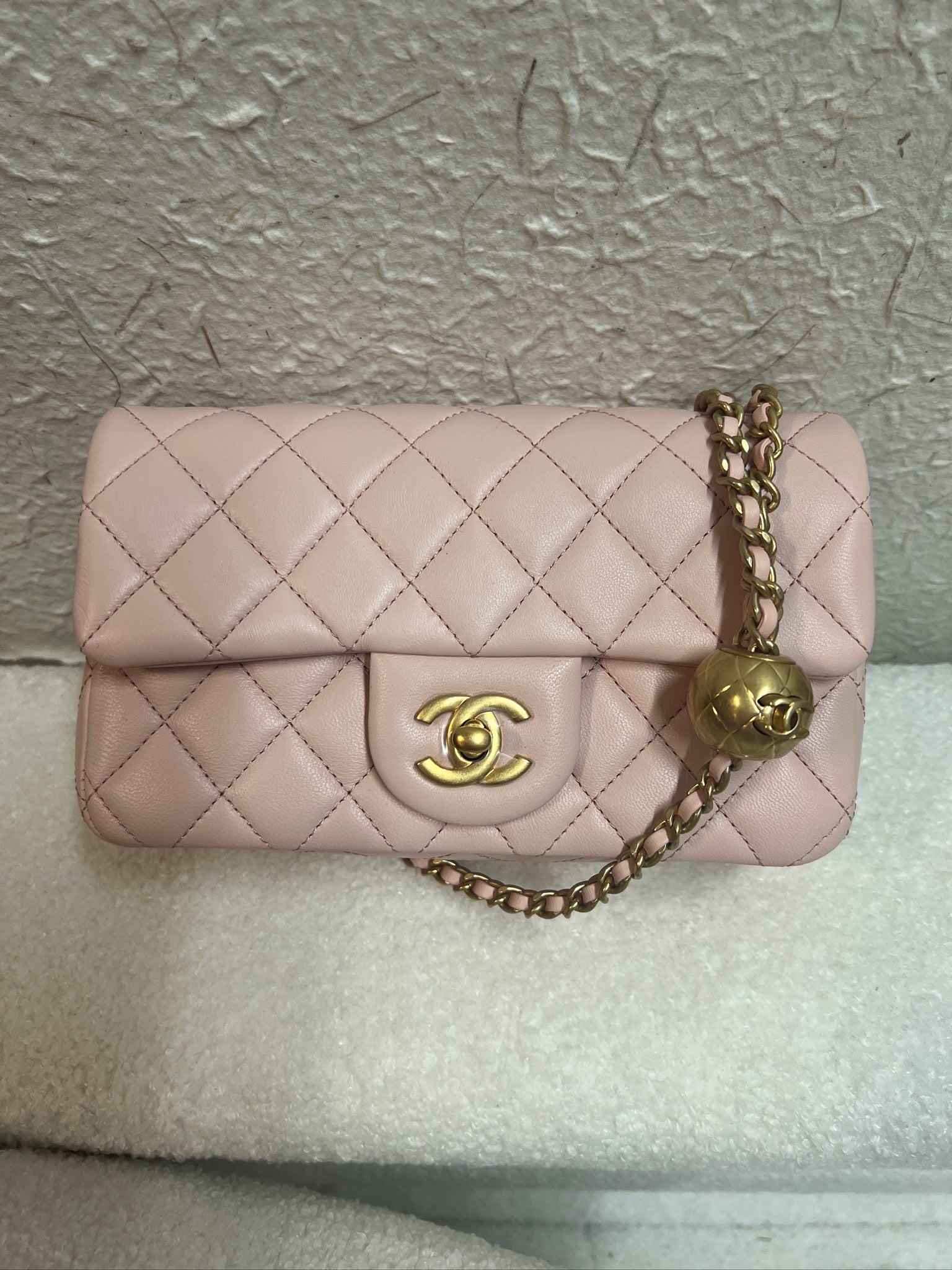 Chanel Pink Pearl Crush Flap Bag Quilted Lambskin Mini