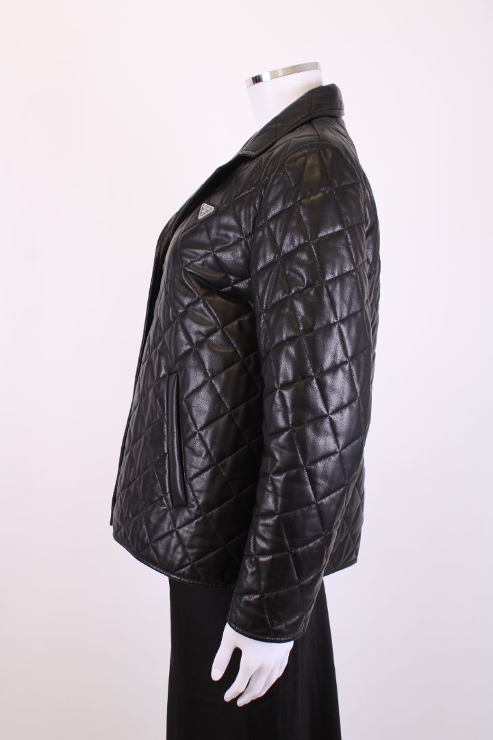 Prada Nappa Leather Quilted Jacket Black S