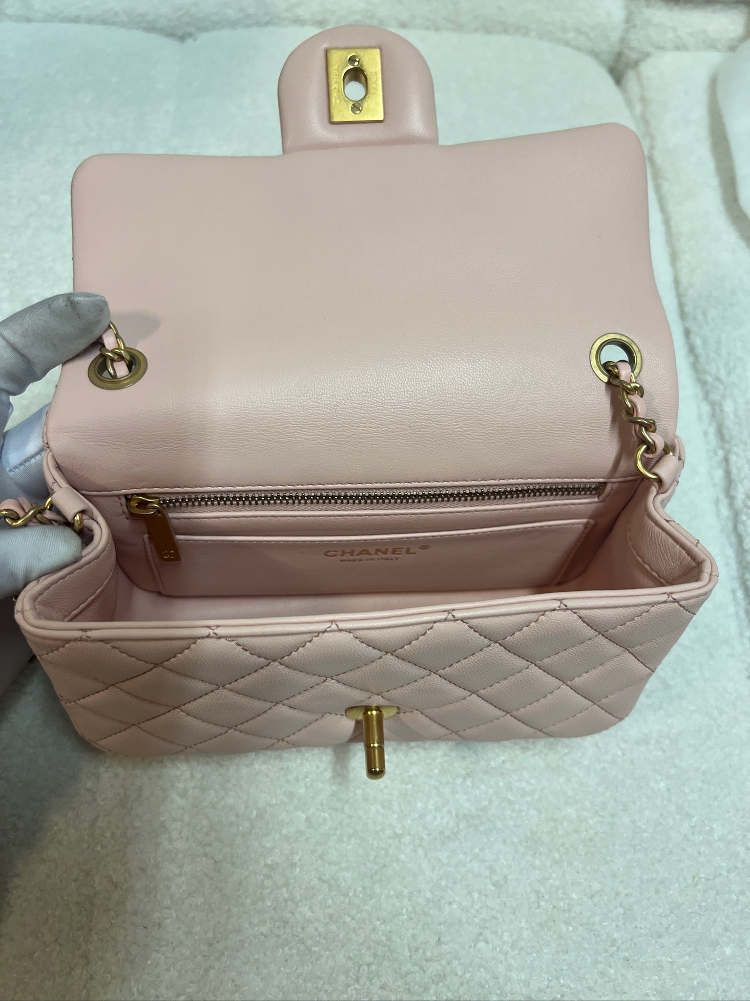 Chanel Pink Pearl Crush Flap Bag Quilted Lambskin Mini