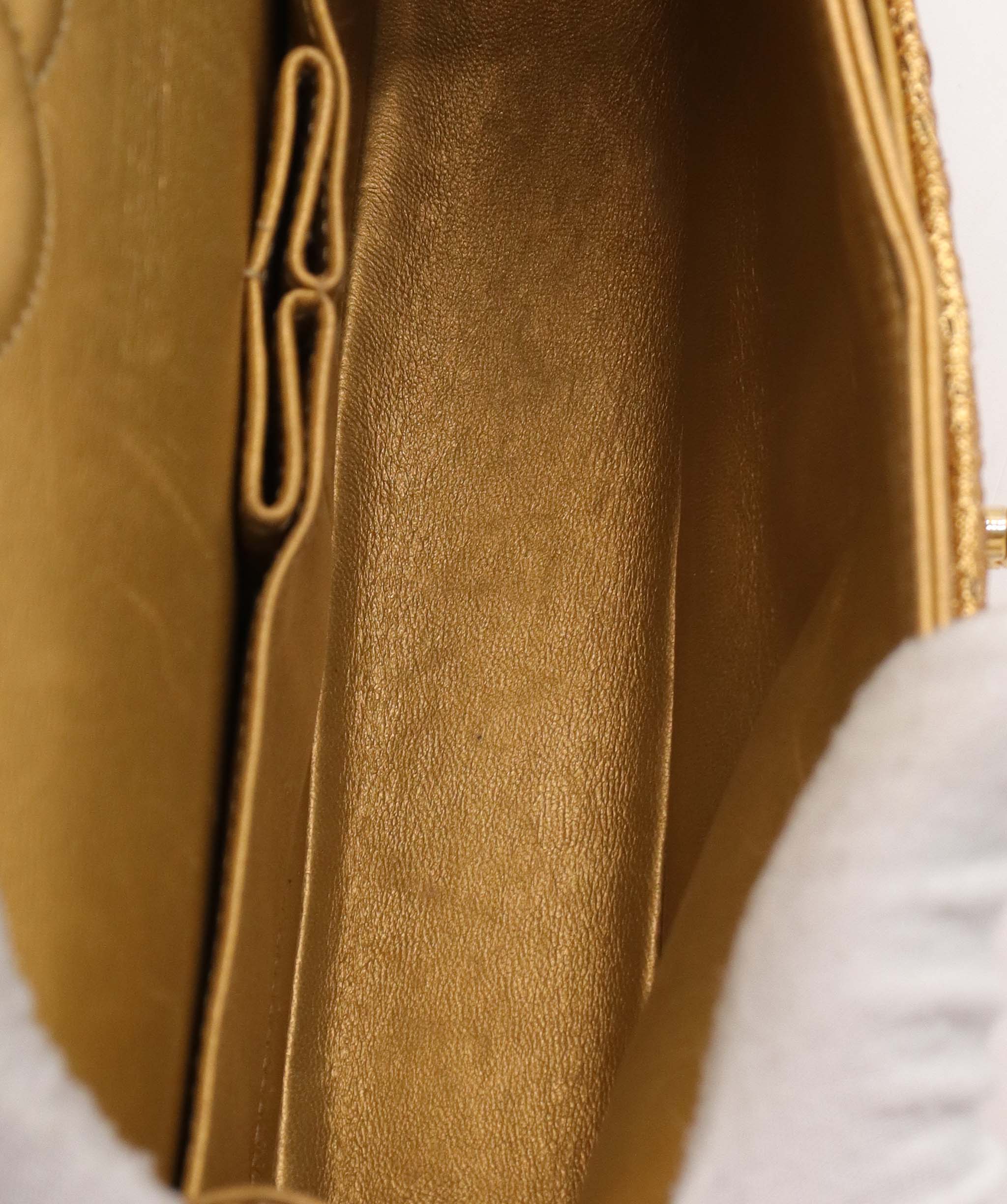 CHANEL VINTAGE CHAIN SHOULDER BAG NISHIJIN TEXTILE GOLD  DXBS5641