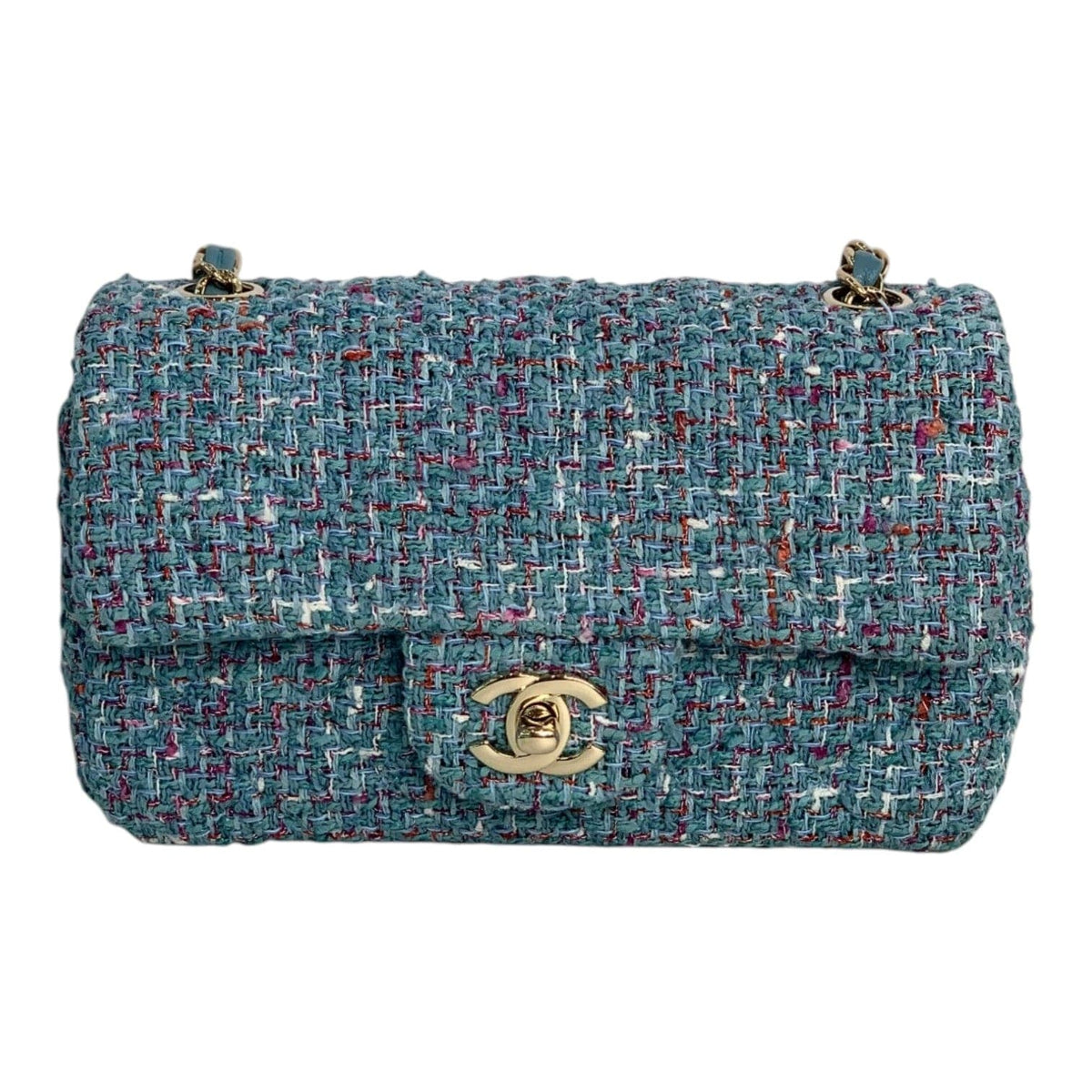 Chanel Chanel Mini Blue Tweed Classic Flap Bag