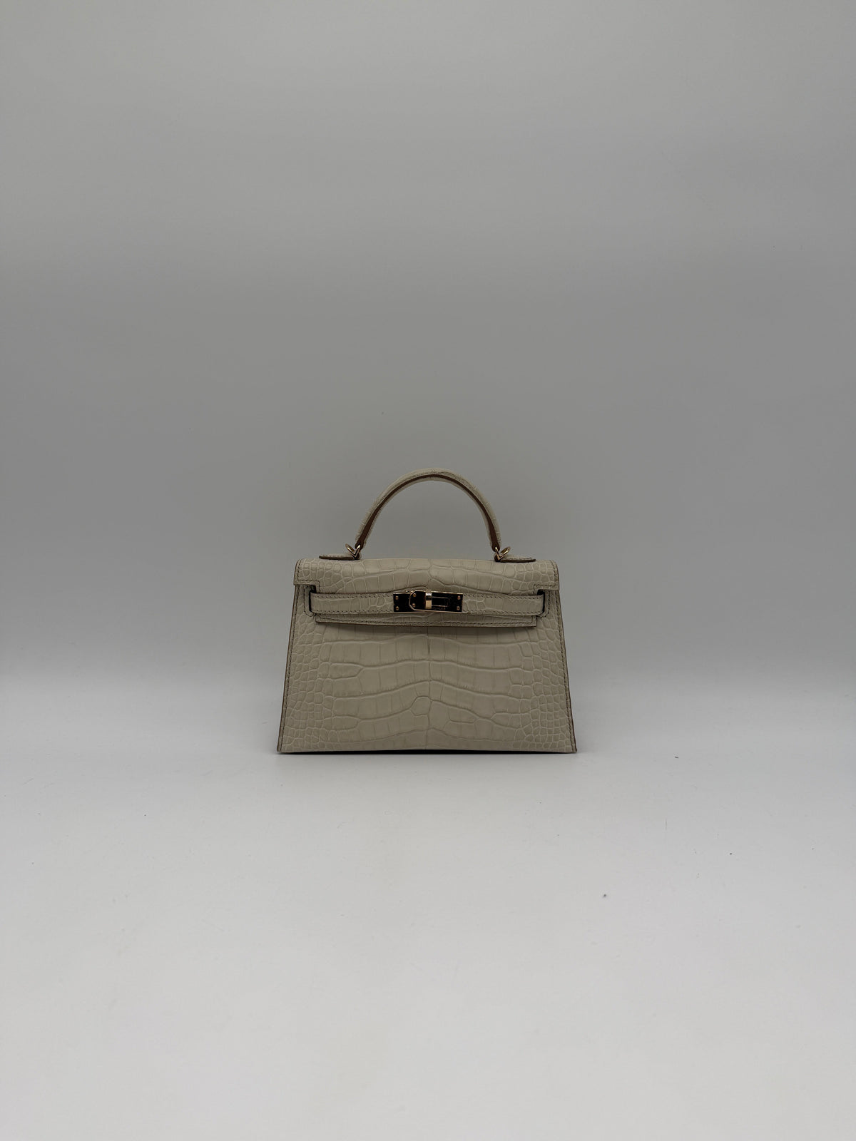 Hermès Mini Kelly Beton Matte Croc Permabrass Hardware