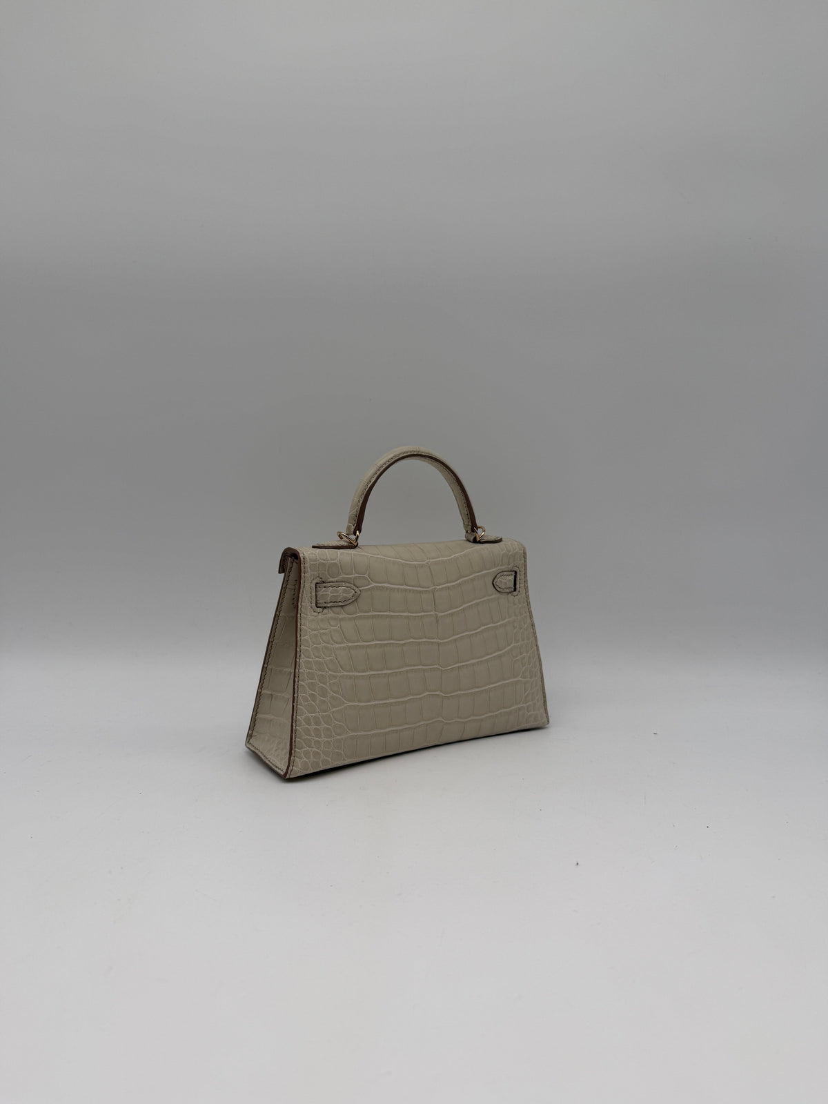Hermès Mini Kelly Beton Matte Croc Permabrass Hardware
