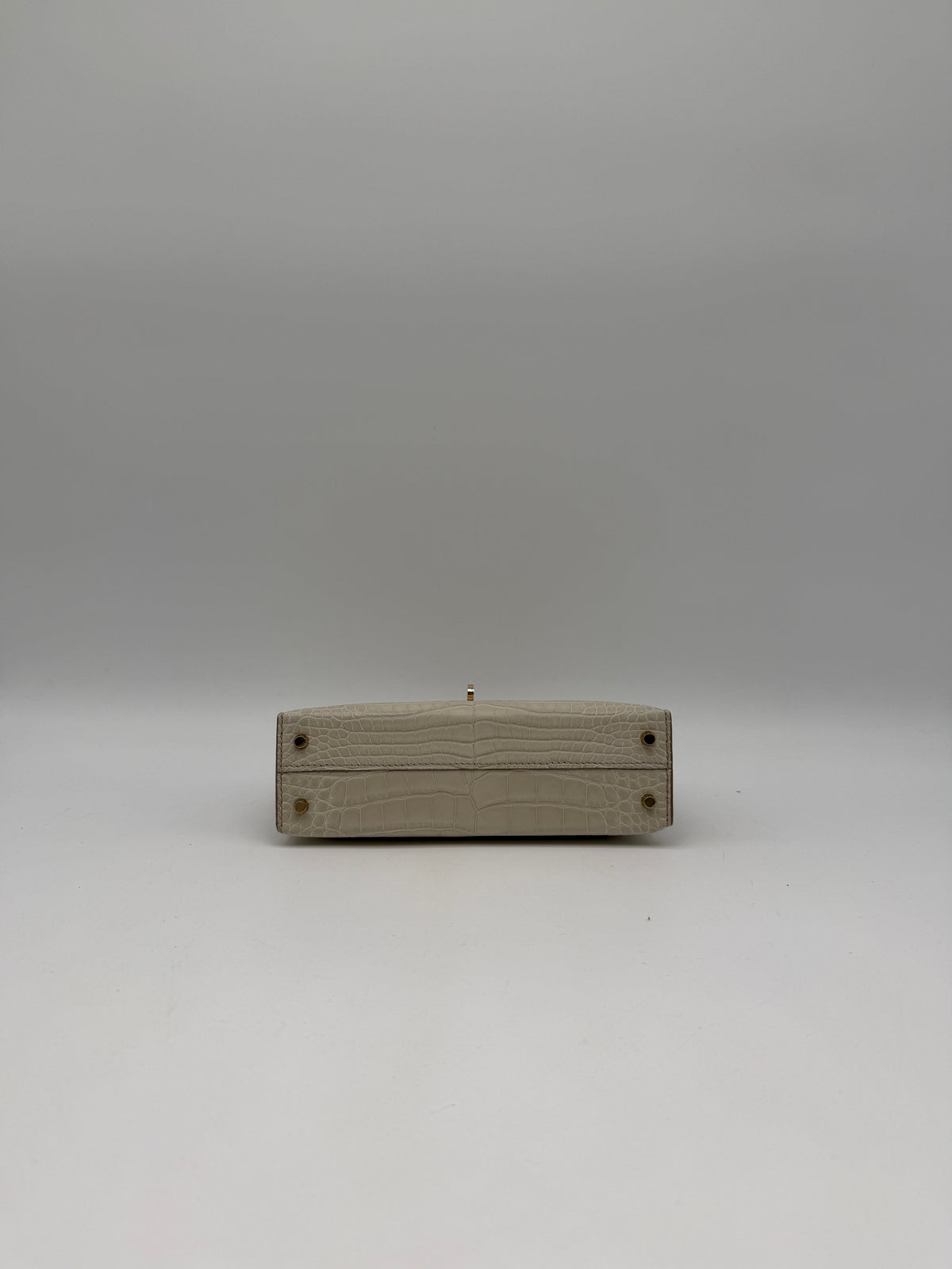 Hermès Mini Kelly Beton Matte Croc Permabrass Hardware