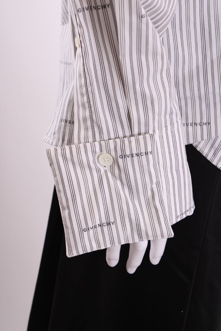 Givenchy L/S Logo Cut out Shirt White/ Grey 10
