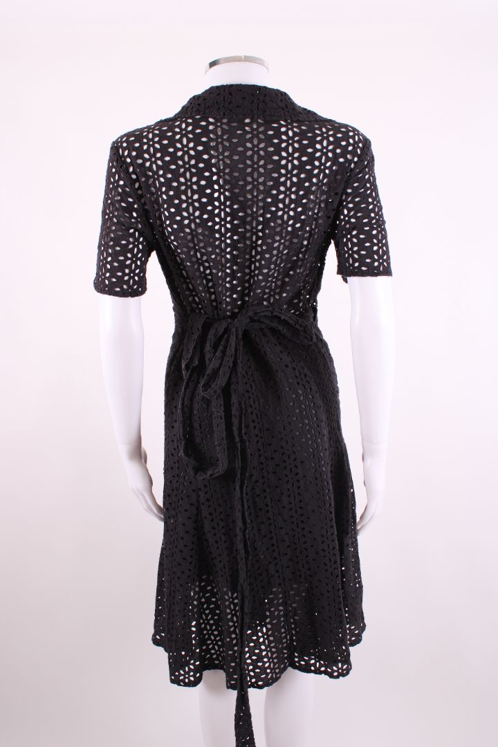 Diane Von Furstenberg Broderie Wrap Dress Black 10