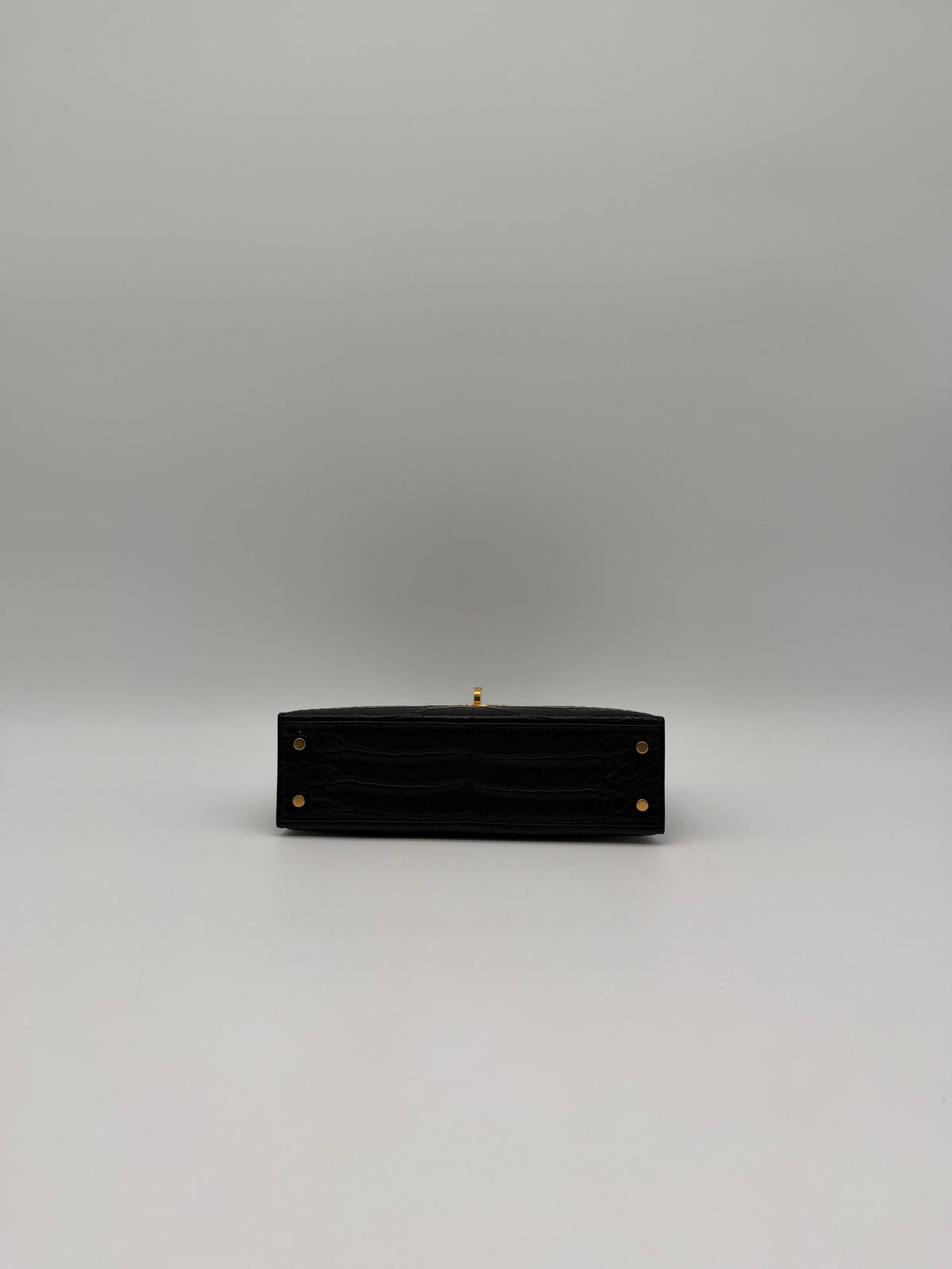 Hermès Mini Kelly Black Matte Alligator Gold Hardware