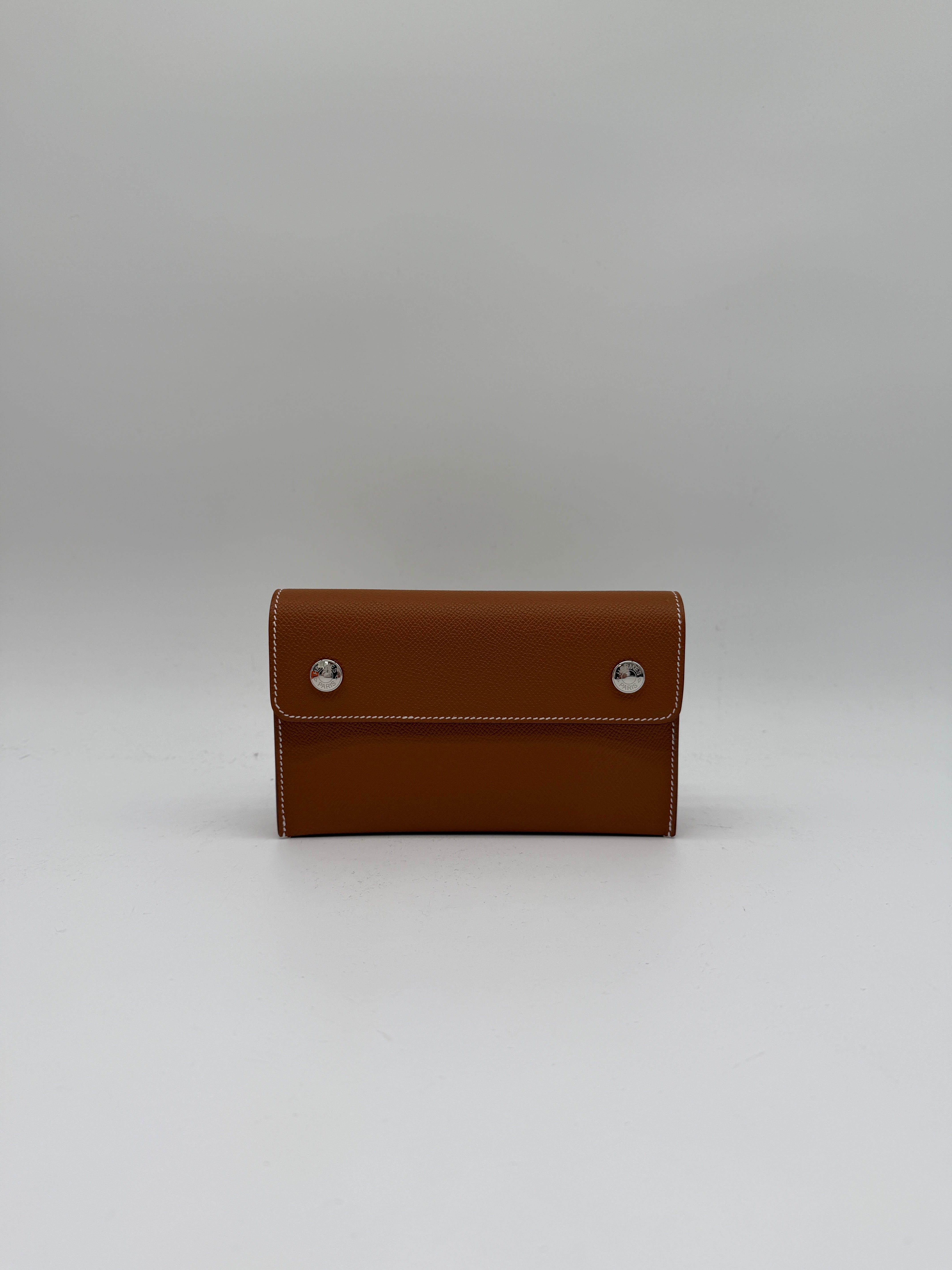 Hermès Pochette Hermesnap Wallet Gold Epsom Palladium Hardware