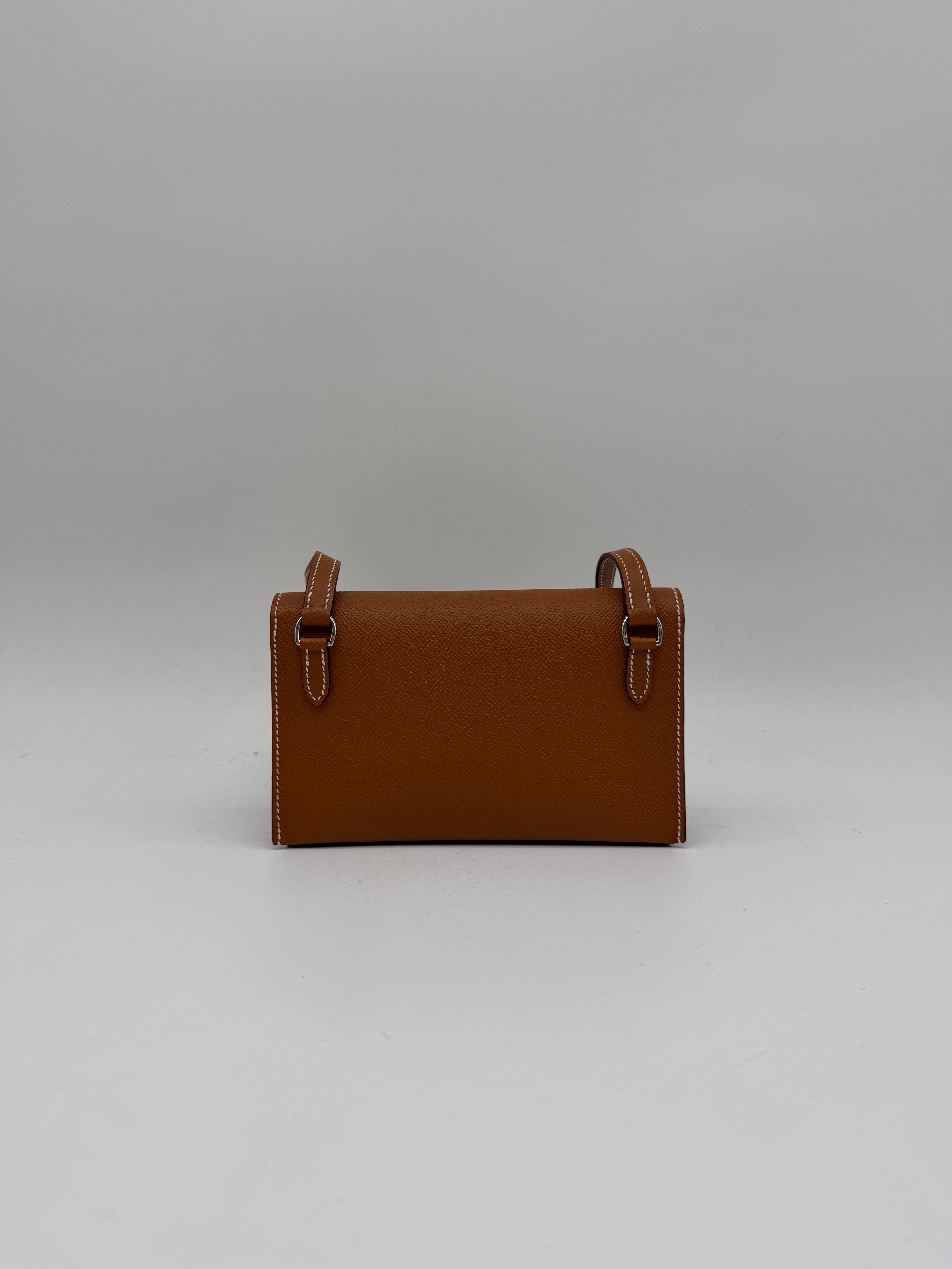 Hermès Pochette Hermesnap Wallet Gold Epsom Palladium Hardware