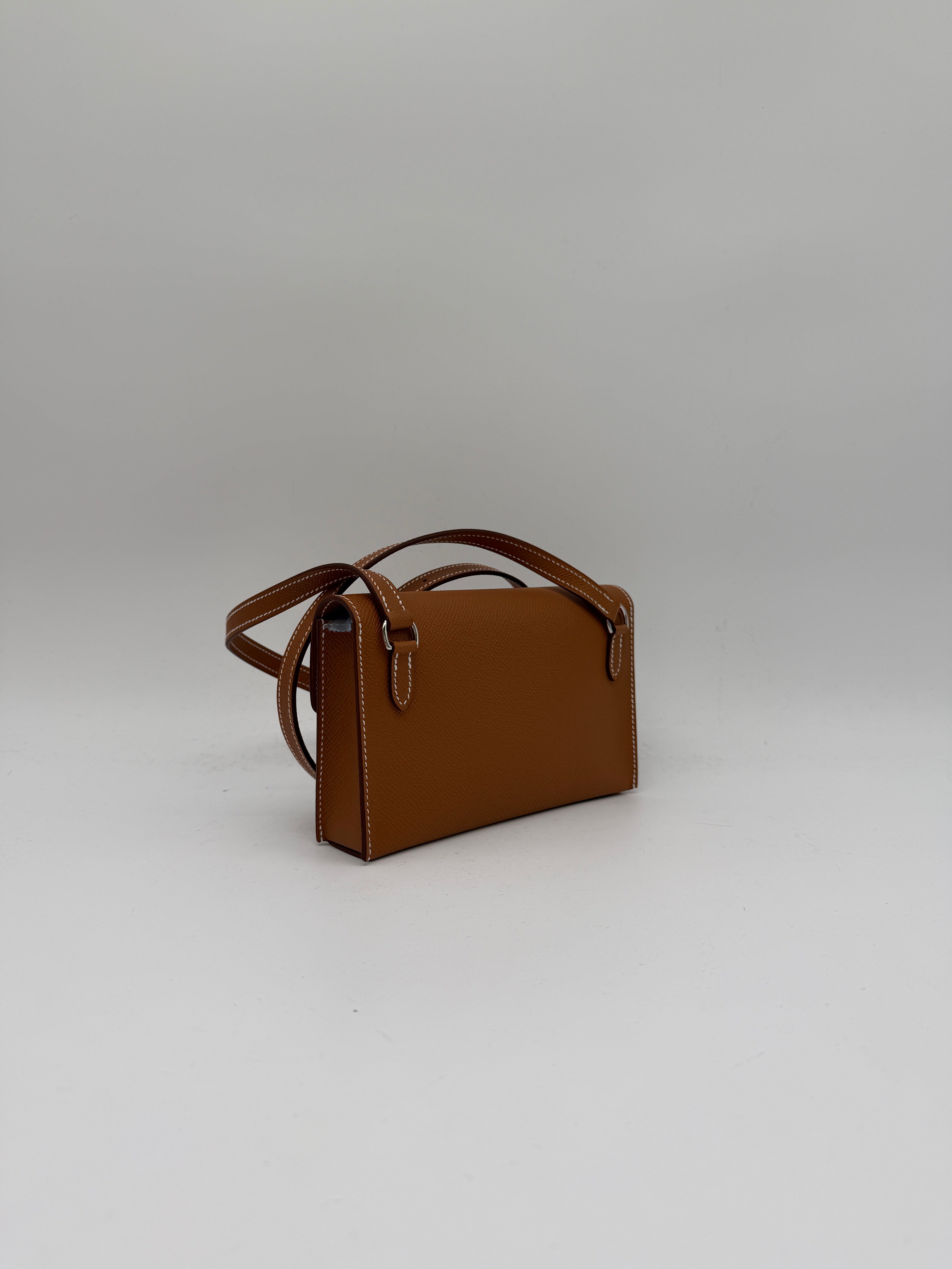 Hermès Pochette Hermesnap Wallet Gold Epsom Palladium Hardware