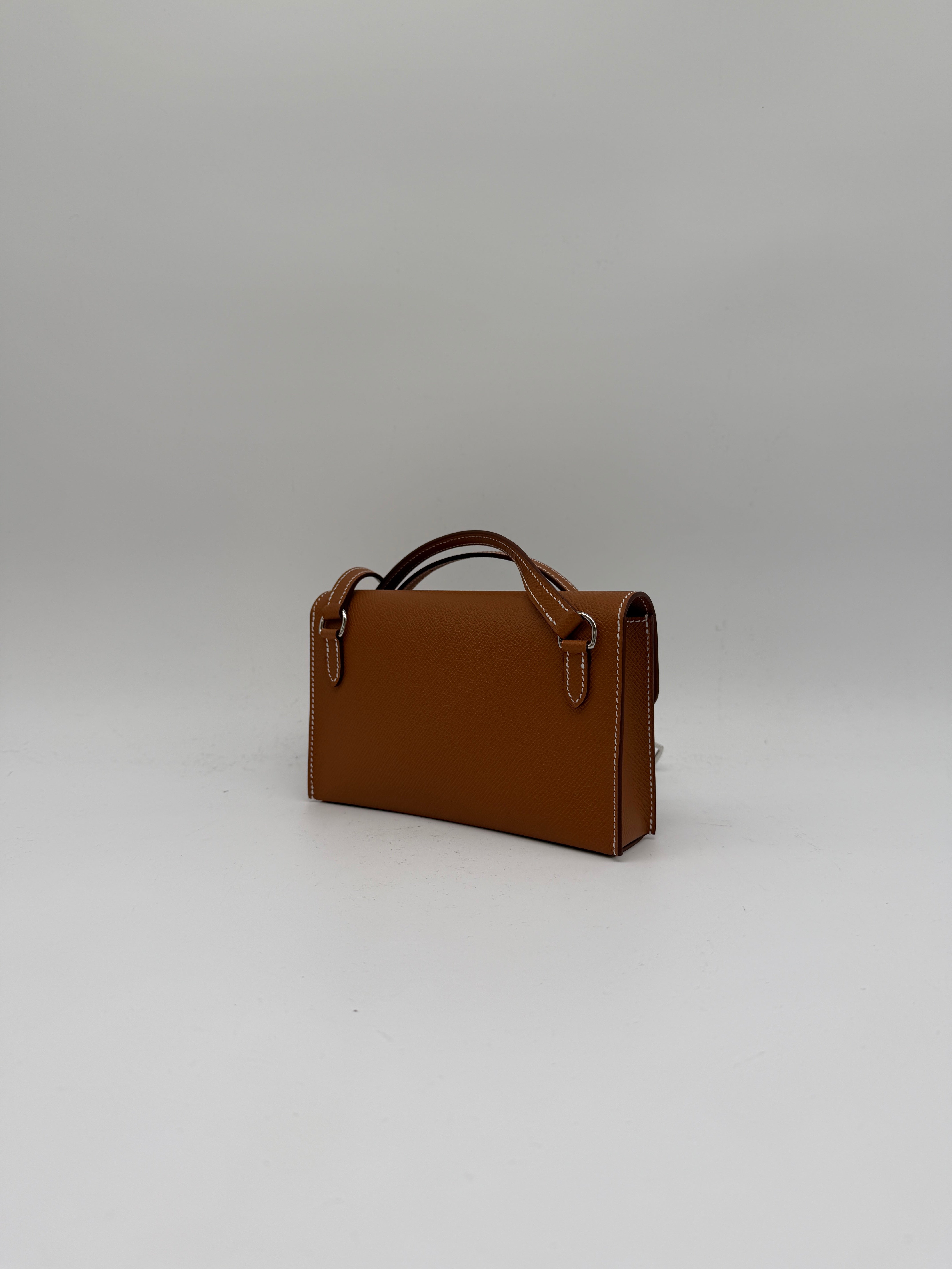 Hermès Pochette Hermesnap Wallet Gold Epsom Palladium Hardware