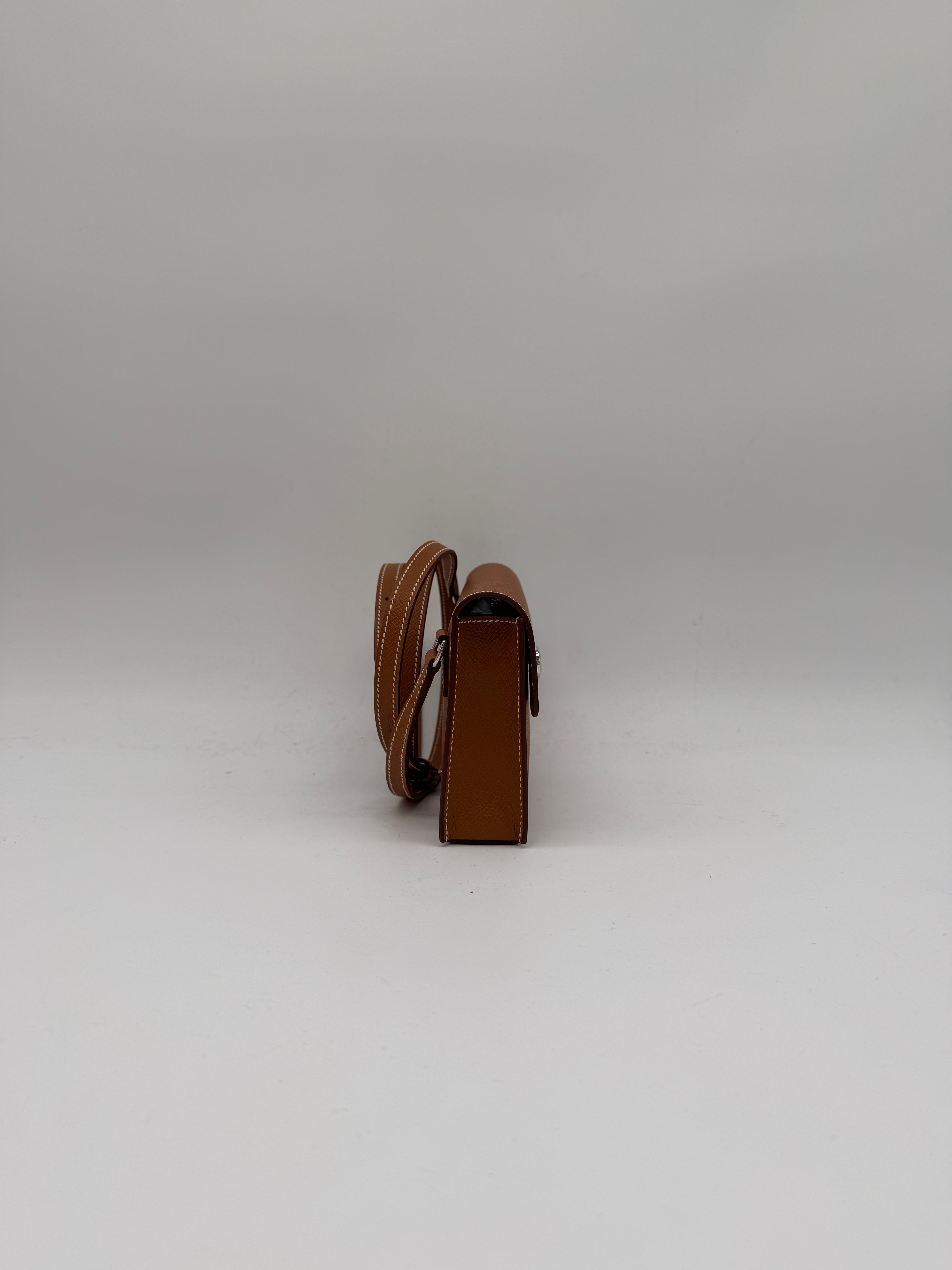 Hermès Pochette Hermesnap Wallet Gold Epsom Palladium Hardware