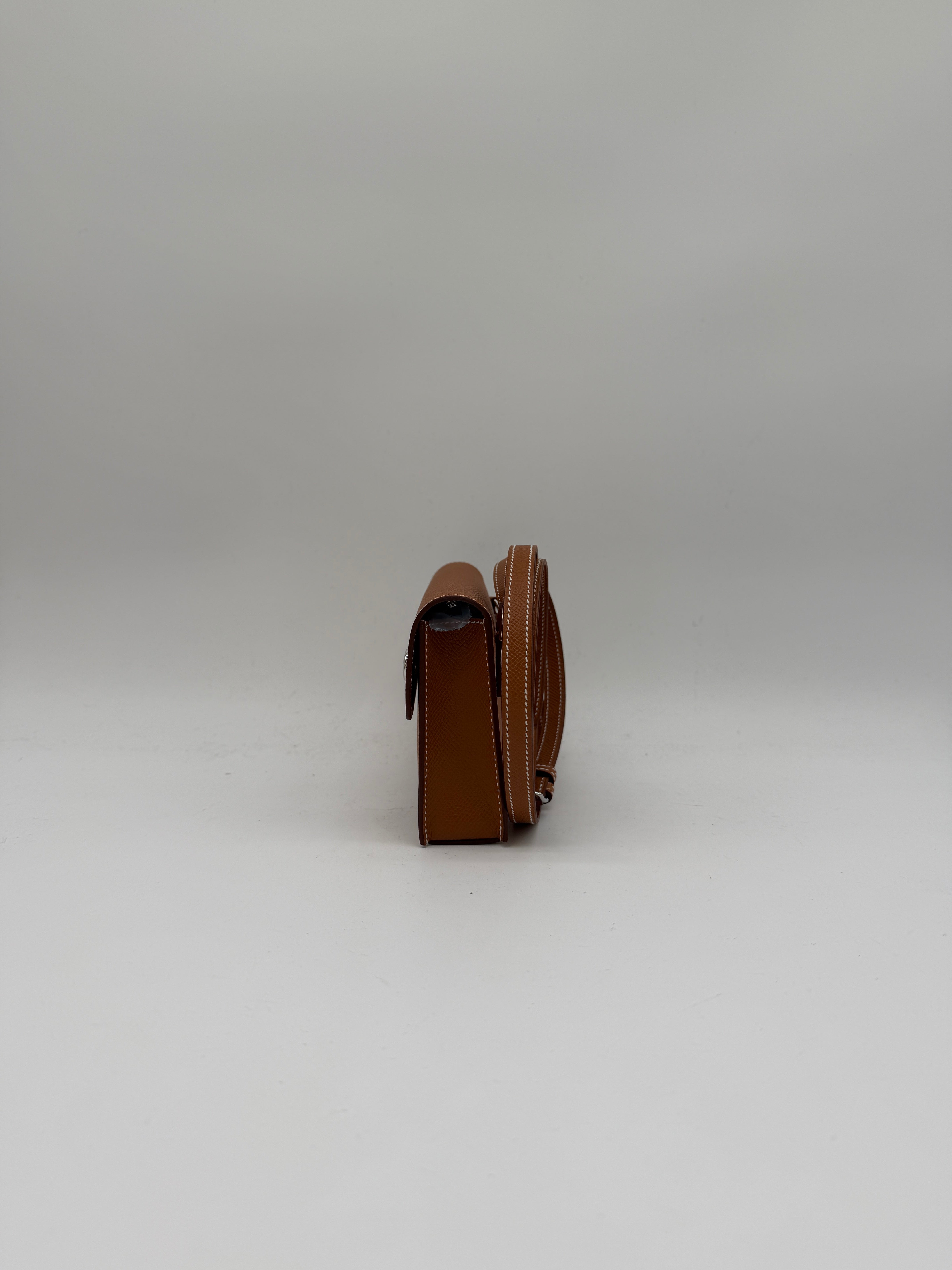 Hermès Pochette Hermesnap Wallet Gold Epsom Palladium Hardware
